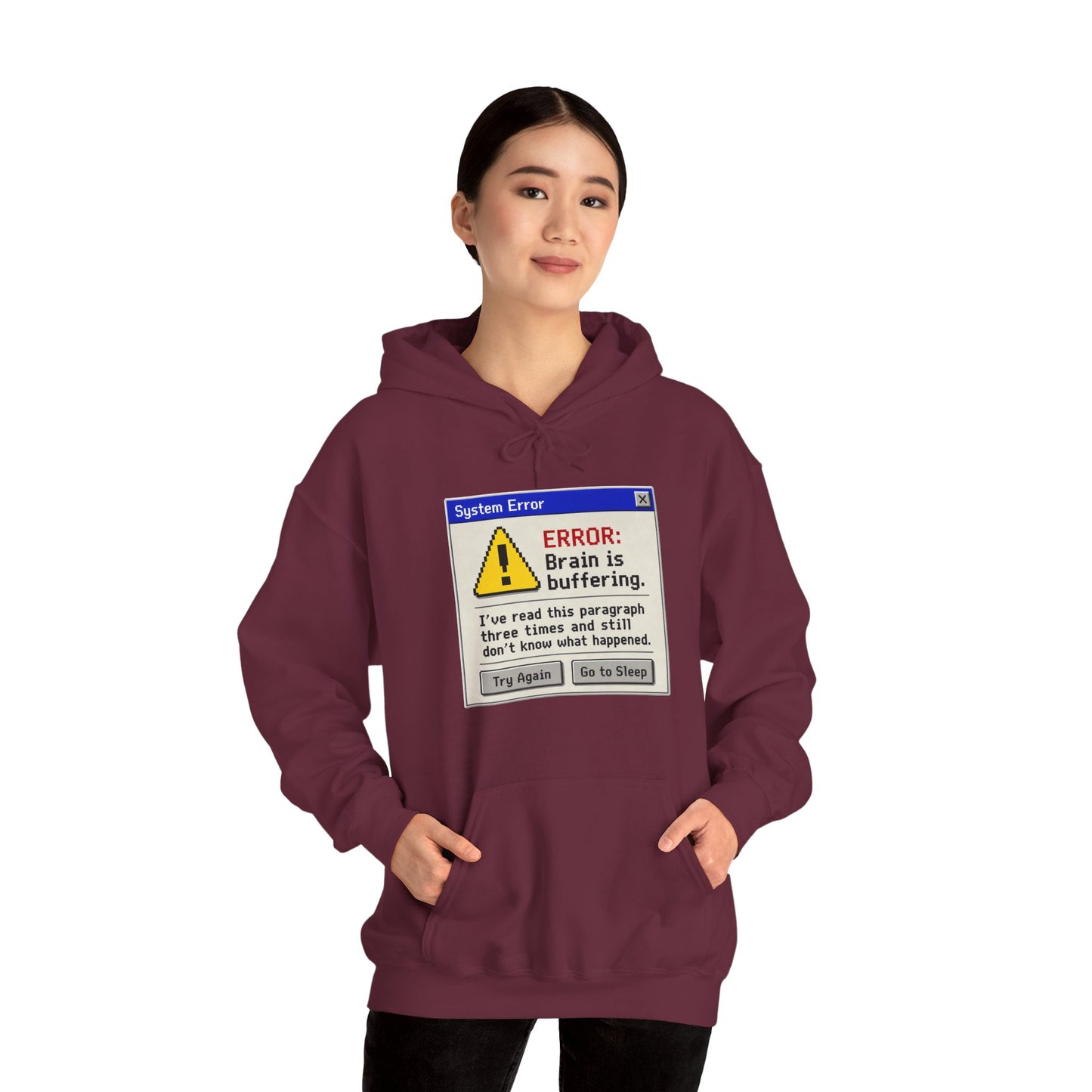 Neurospicy "ERROR: Brain is buffering" Retro Computer Alert Graphic Hoodie