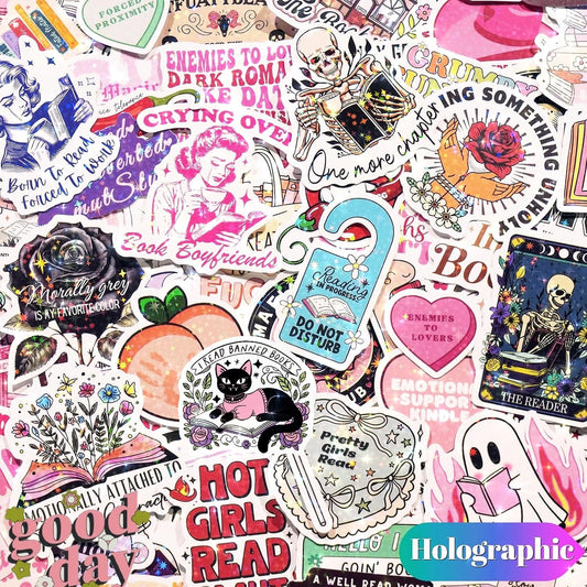 150 PCS Romance Book Stickers for Kindle, Holographic Bookish Sticker Pack Reading Booktok Glitter Vinyl Decals for Laptop Ebook Readers Water Bottles Waterproof (150 Romance stickers)