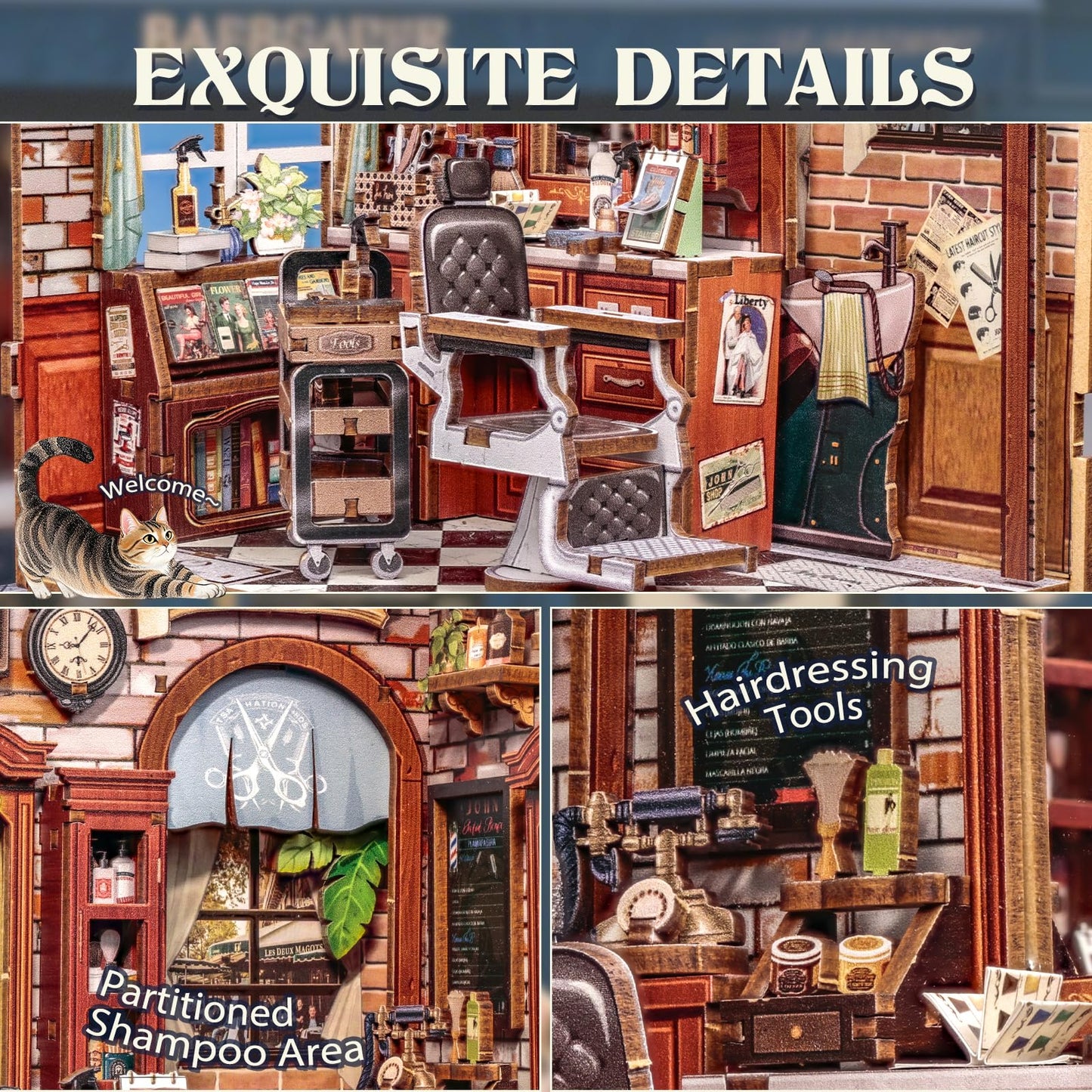 Cutefun Book Nook Kit, DIY Miniature House Kit for Adults, 3D Wooden Puzzle Mini House Building Kit with LED, Dollhouse Kit Bookshelf Insert Decor Creative Gifts for Teens (The Astrology Bookshop)