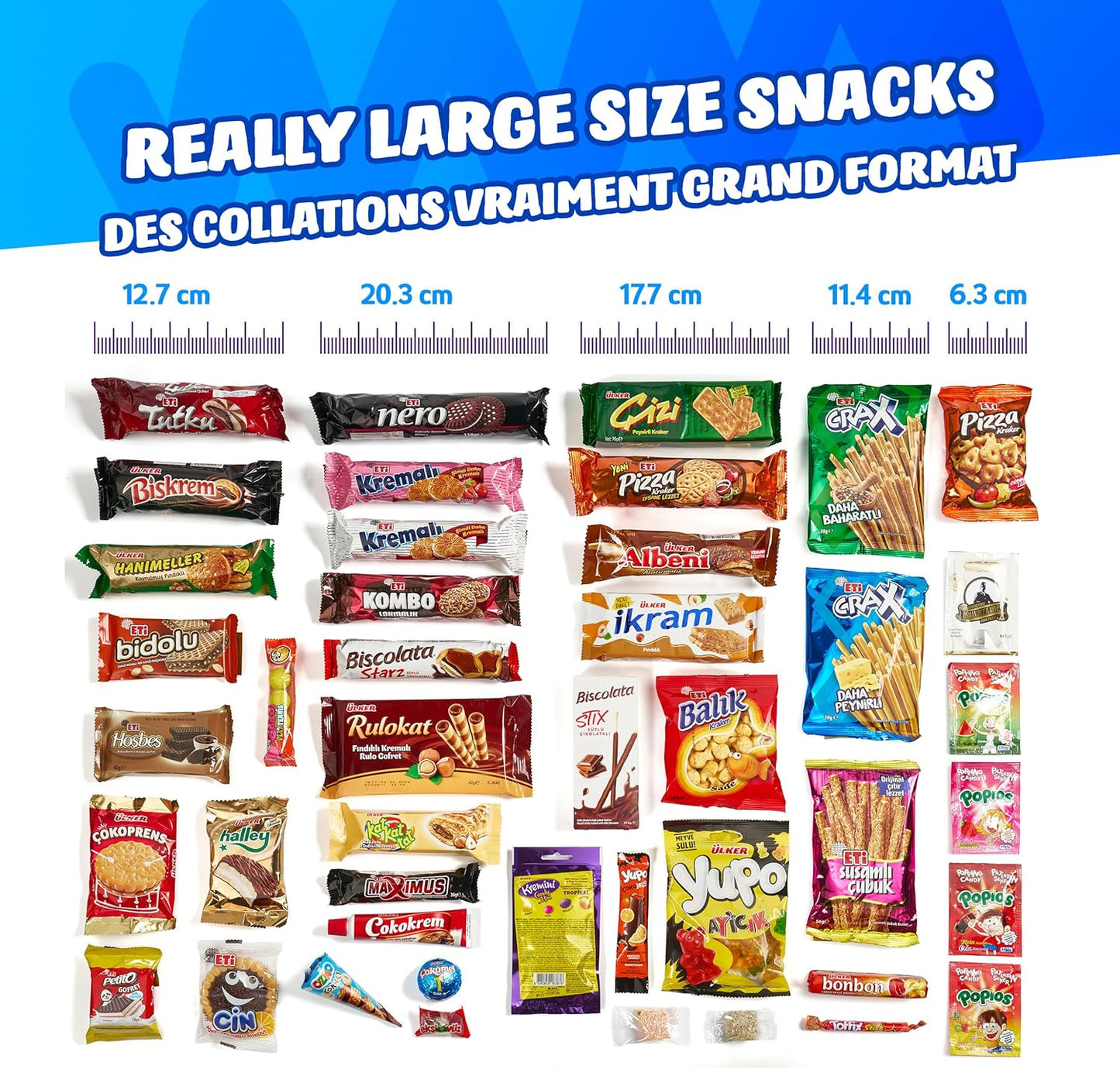 Eastanbul International Snack Box, Premium 40 Full-Size Foreign Snack Box, From Around The World International, Sweet, Savory, Chewy, Crunchy, Gift for Christmas
