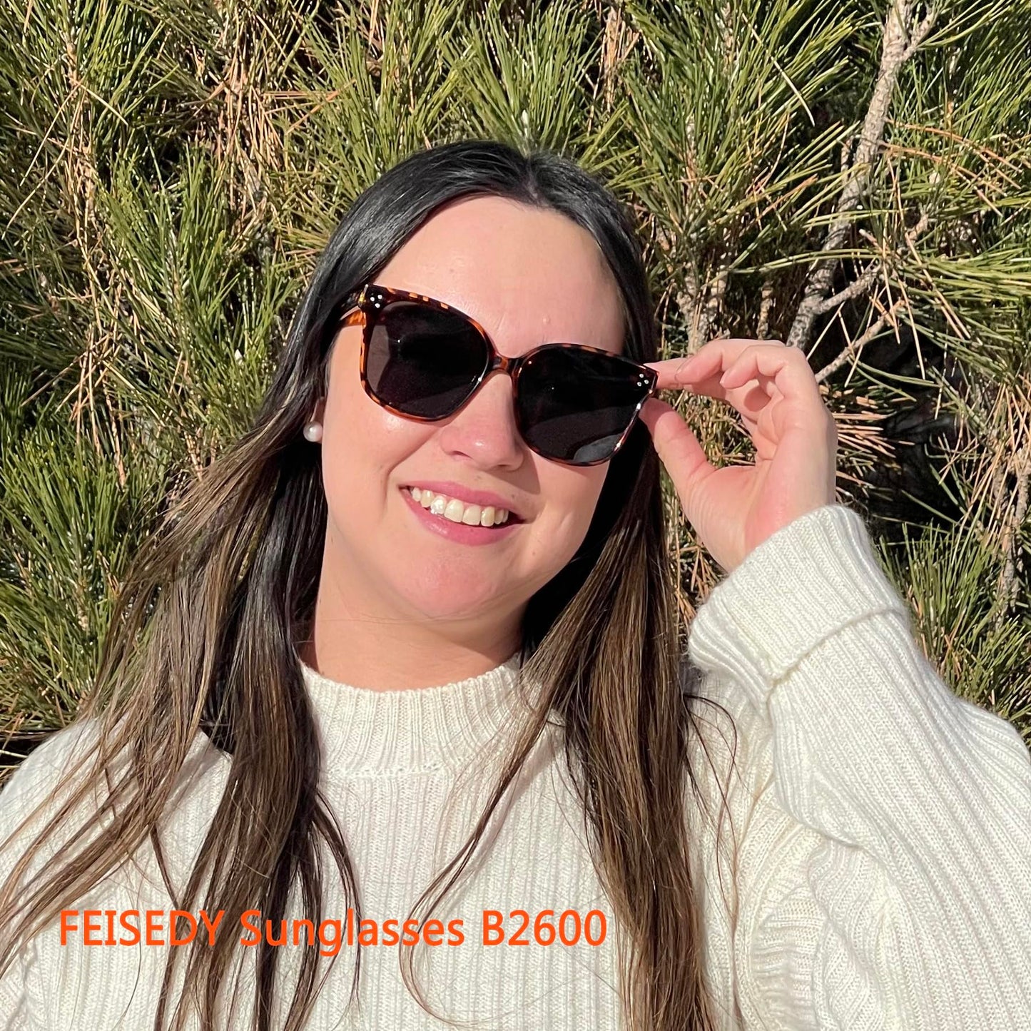 FEISEDY Lunettes de soleil polarisées carrées surdimensionnées rétro pour femmes et hommes, style minimaliste B2600
