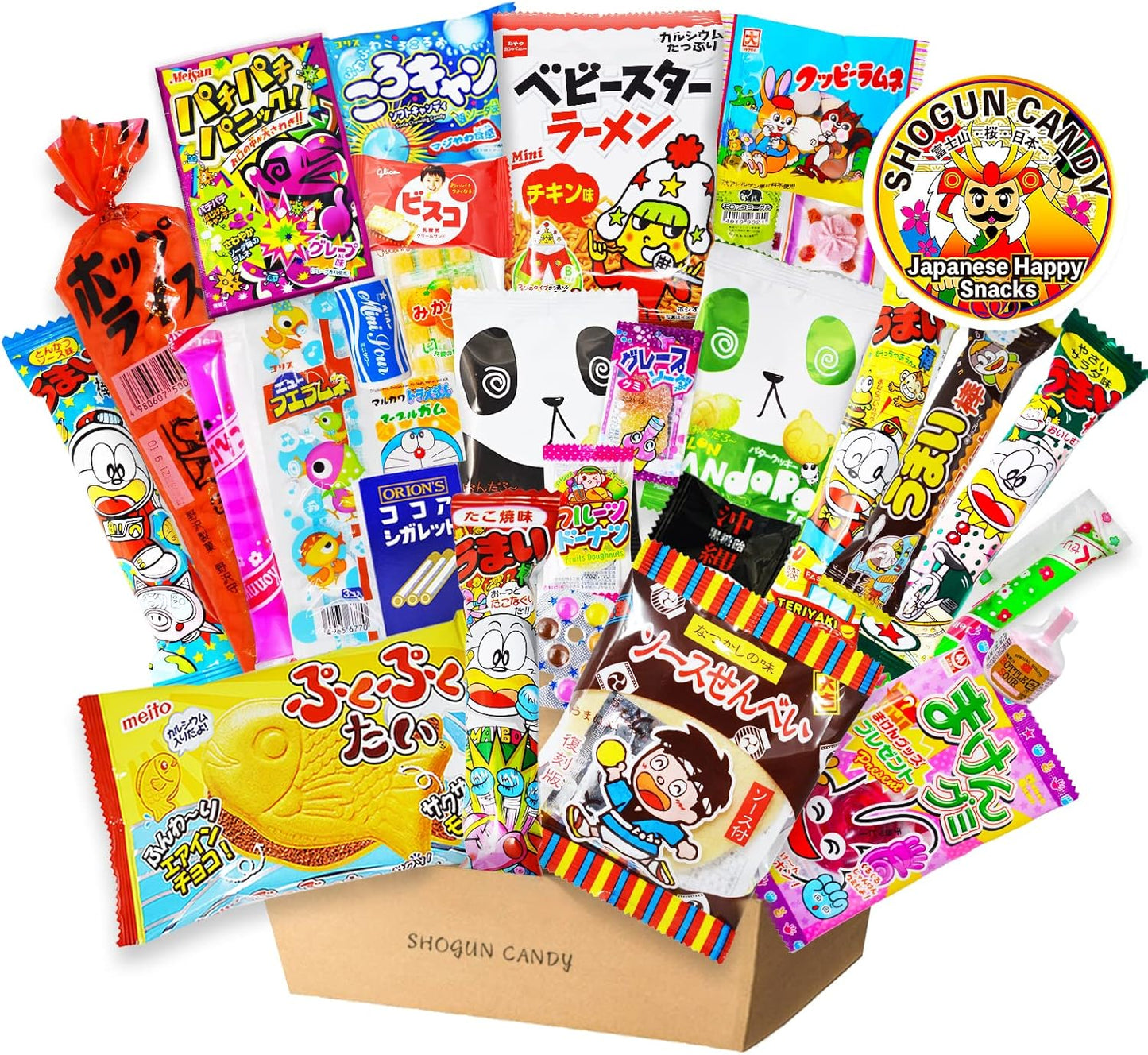 【SHOGUN CANDY】 a 32 piece collection of assorted Japanese snacks and candy gift for Journey through Asia with popular Japanese snacks box