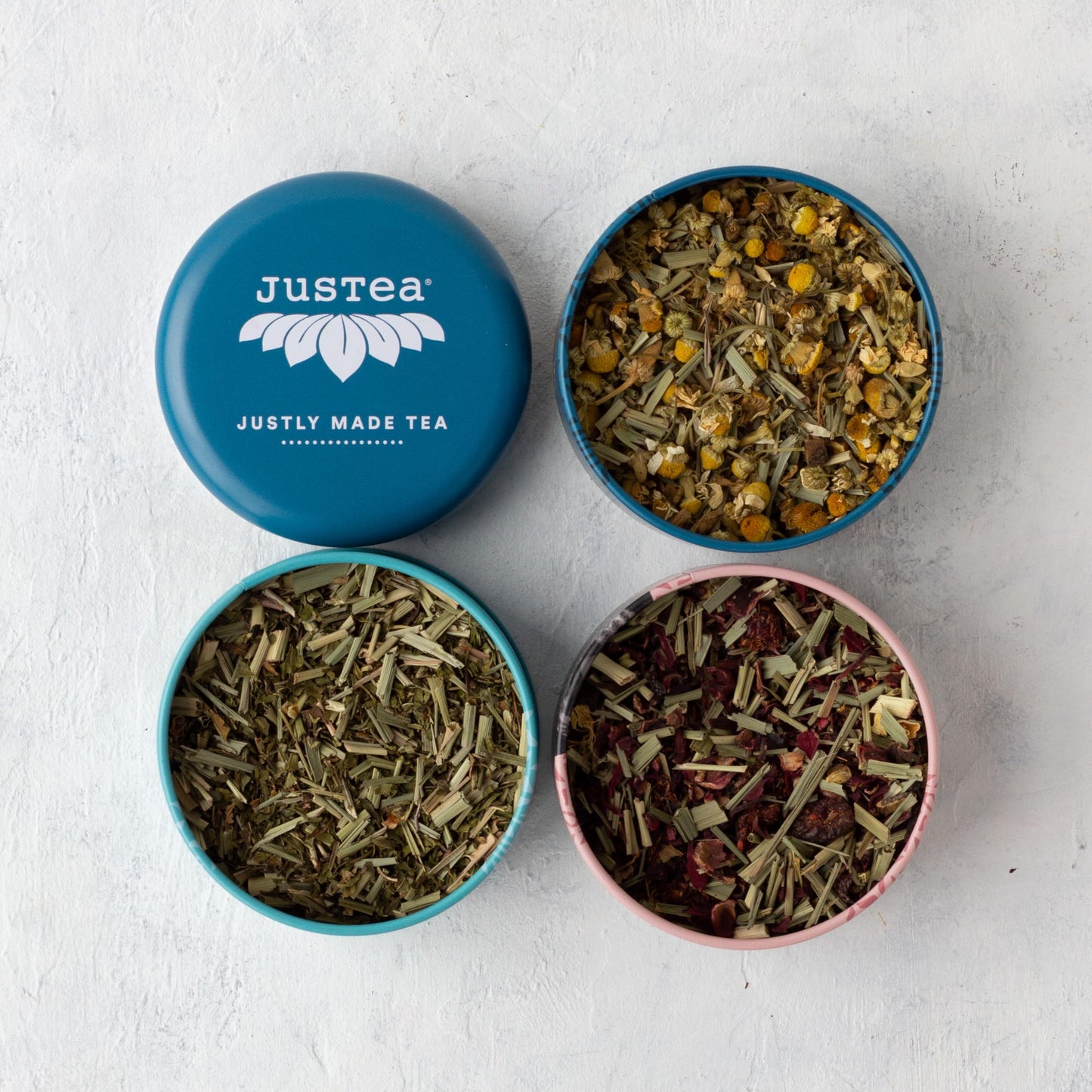 JusTea – Herbal Tea Trio – Variety Pack – Loose Leaf + Carved Spoon - Canadian Distribution - Ships Free Within Canada on Orders Above CAD $199