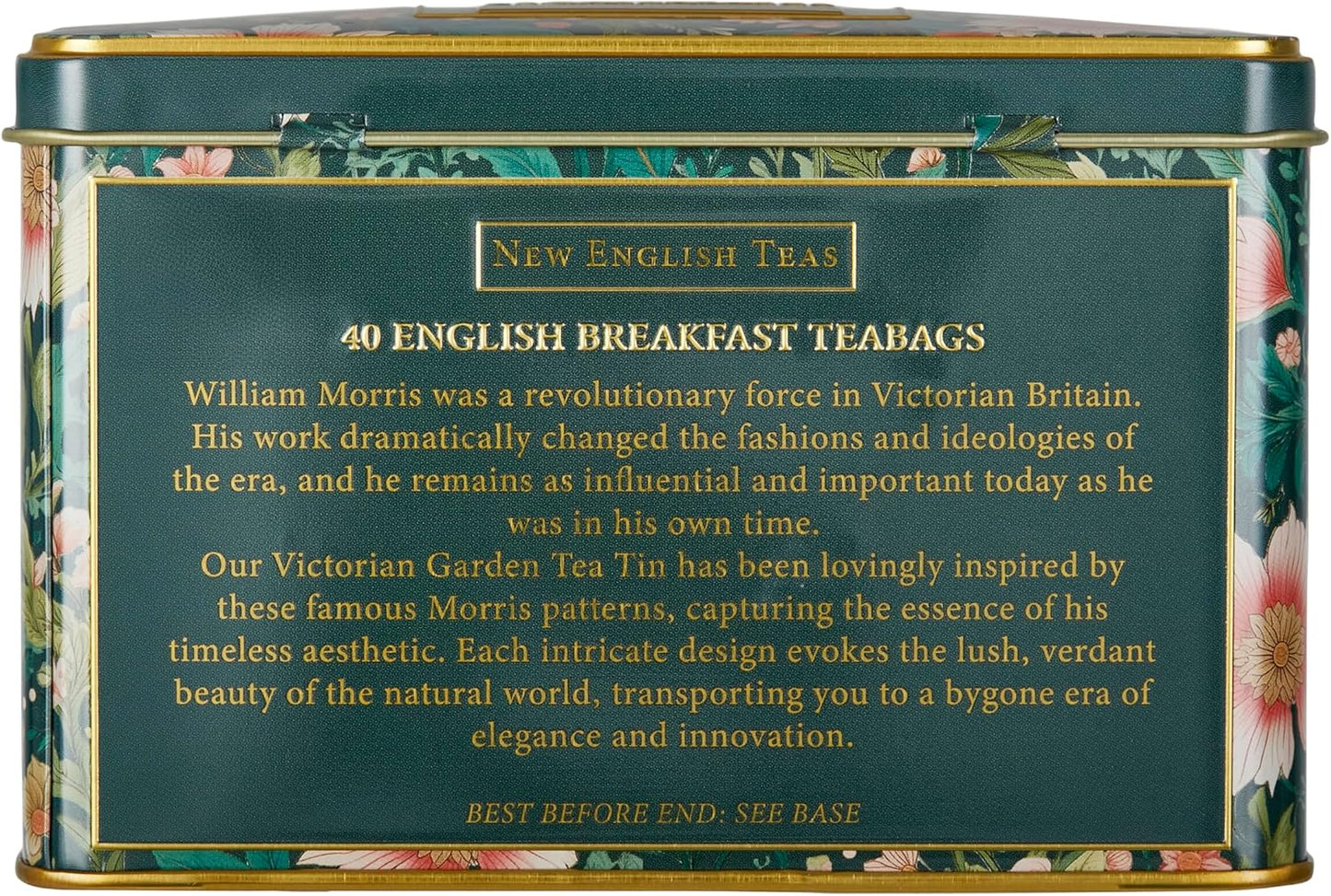 Boîte à thé New English Teas "Jardin Victorien" avec 40 sachets de thé English Breakfast, inspirée des styles de broderie et de textile