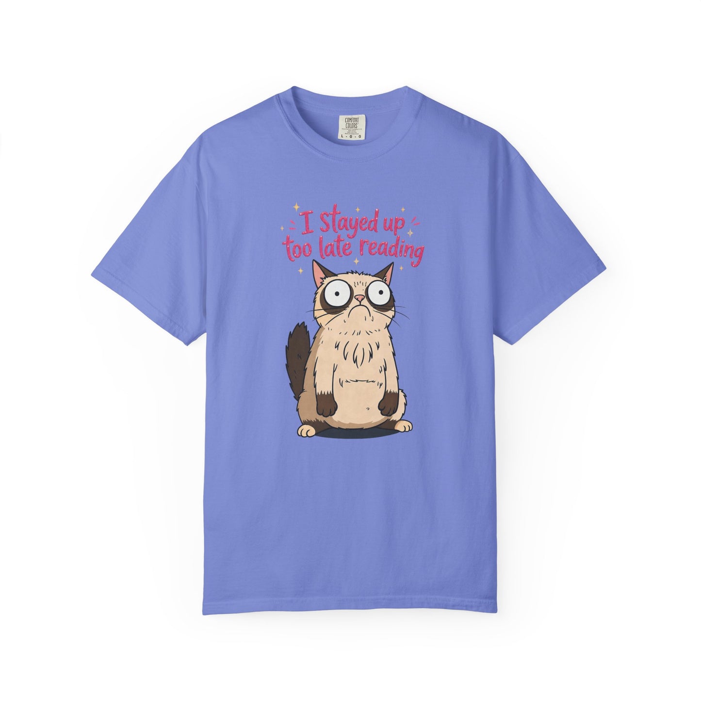 "I Stayed Up Too Late Reading" Cat T-Shirt — Cute Book Lover Graphic Tee
