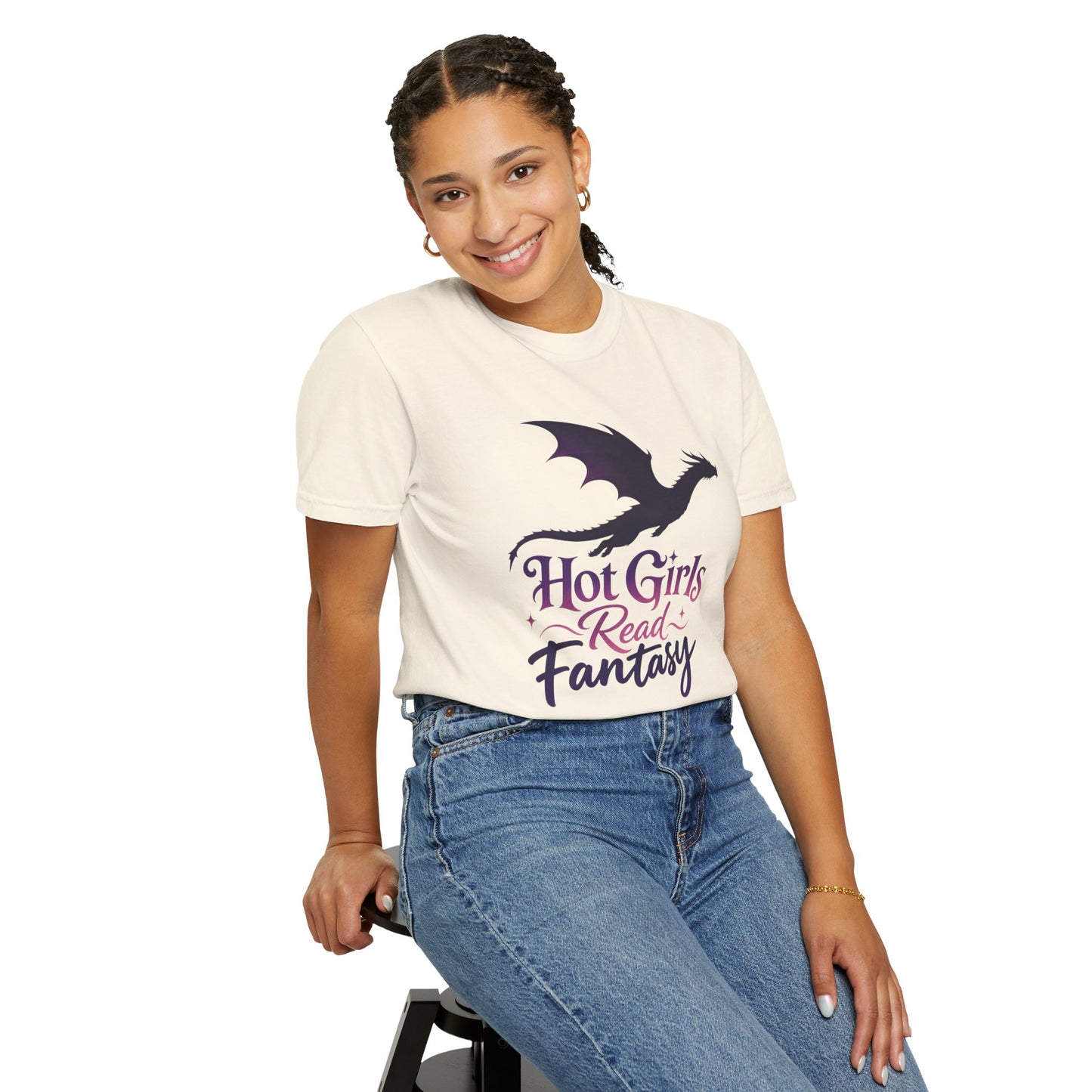 Fantasy Reader T‑Shirt — "Hot Girls Read Fantasy" Dragon Graphic
