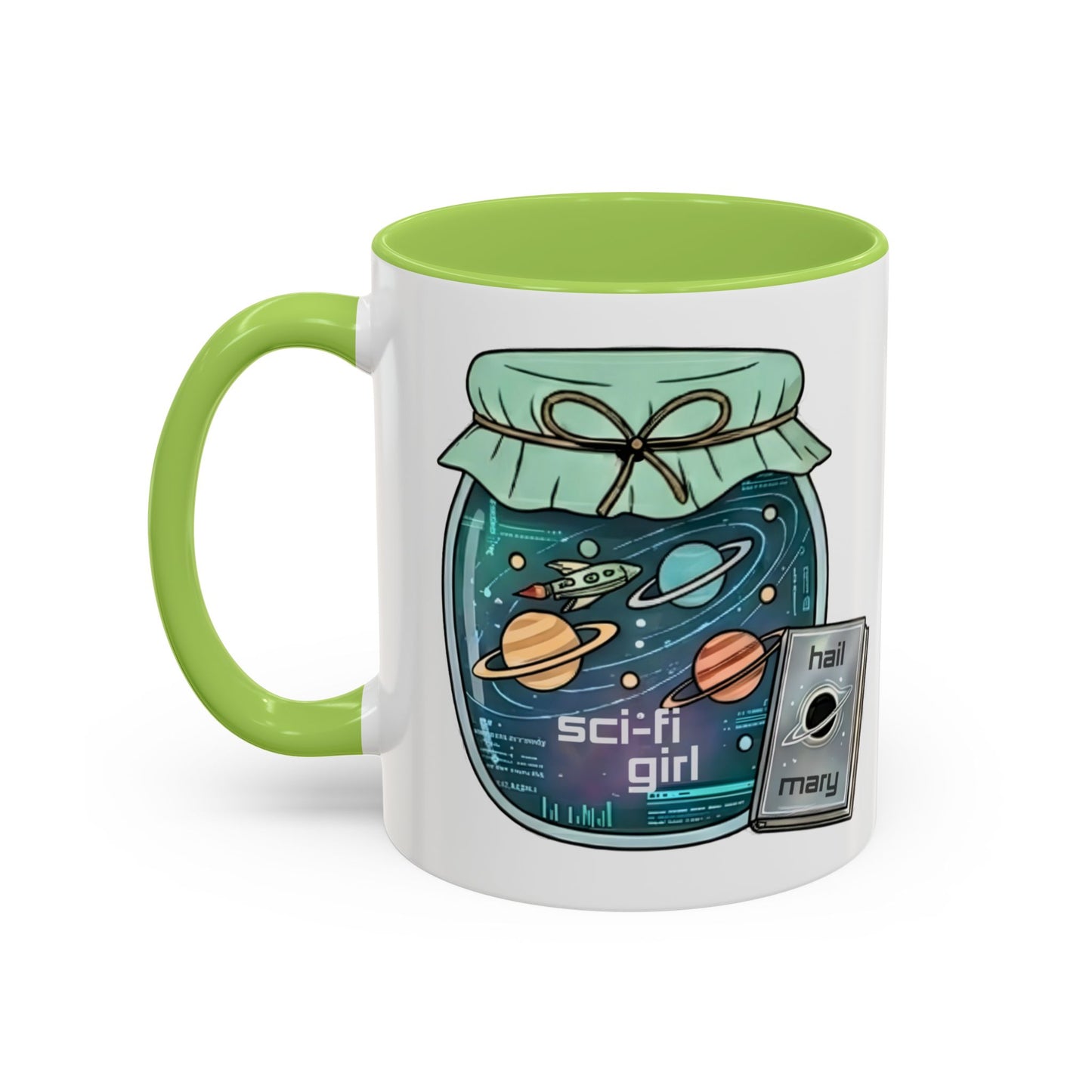 "Sci‑Fi Girl" JamJar Mug — Space Planets Accent Coffee Cup (11/15oz)