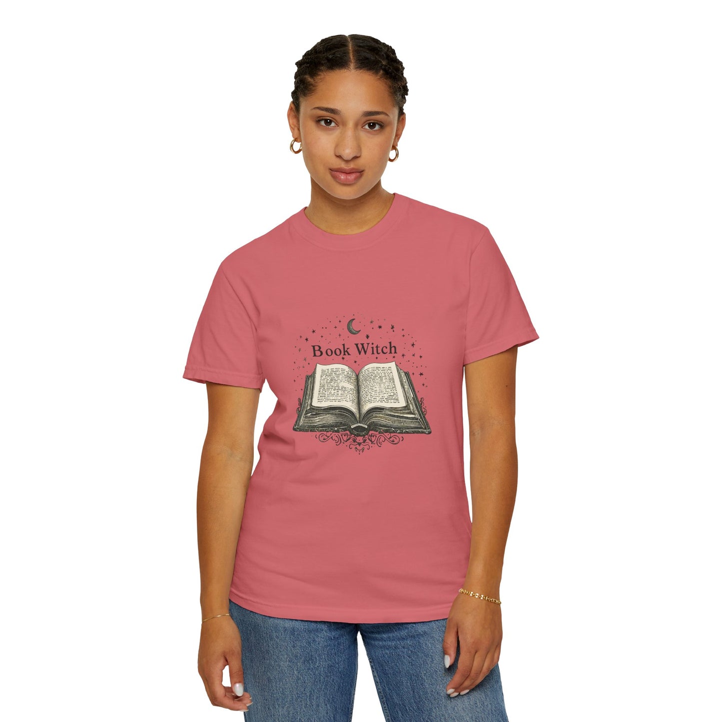 "Book Witch" T-Shirt — Vintage Open Spellbook Design for Readers & Witches