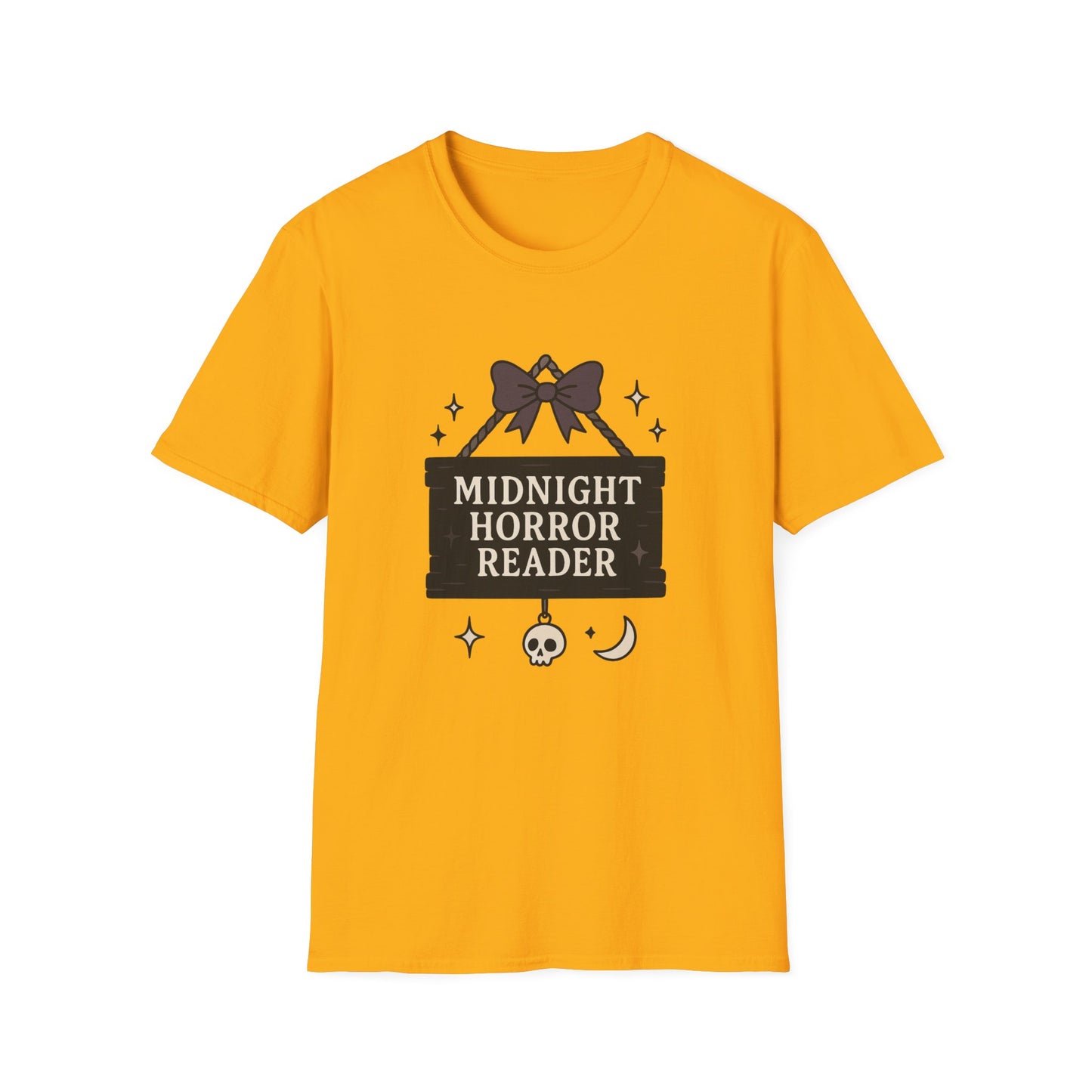 Lightweight Fabric - "Midnight Horror Reader" T-Shirt — Spooky Book Lover Graphic Tee