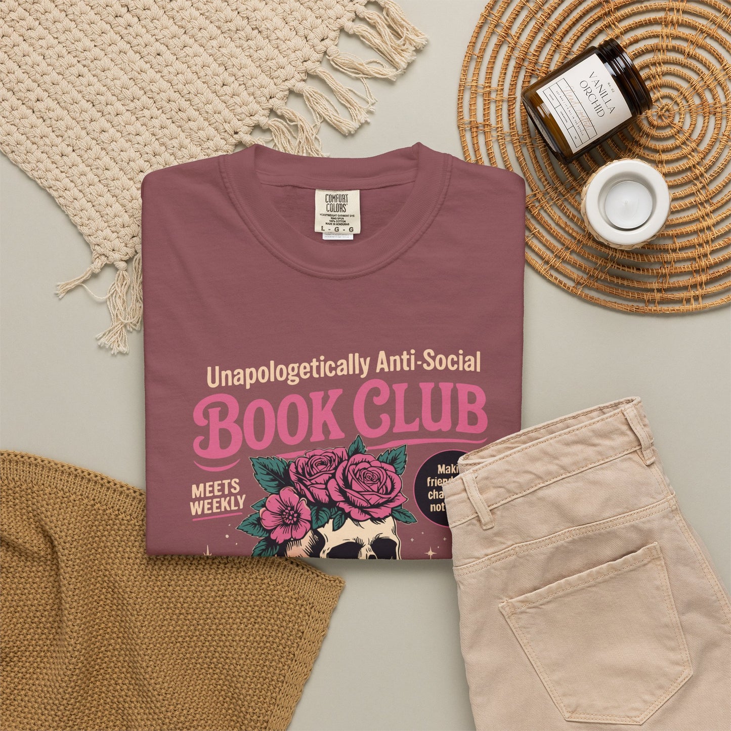 "Unapologetically Anti-Social Book Club" T-Shirt — Skull & Books Graphic Tee for Avid Readers