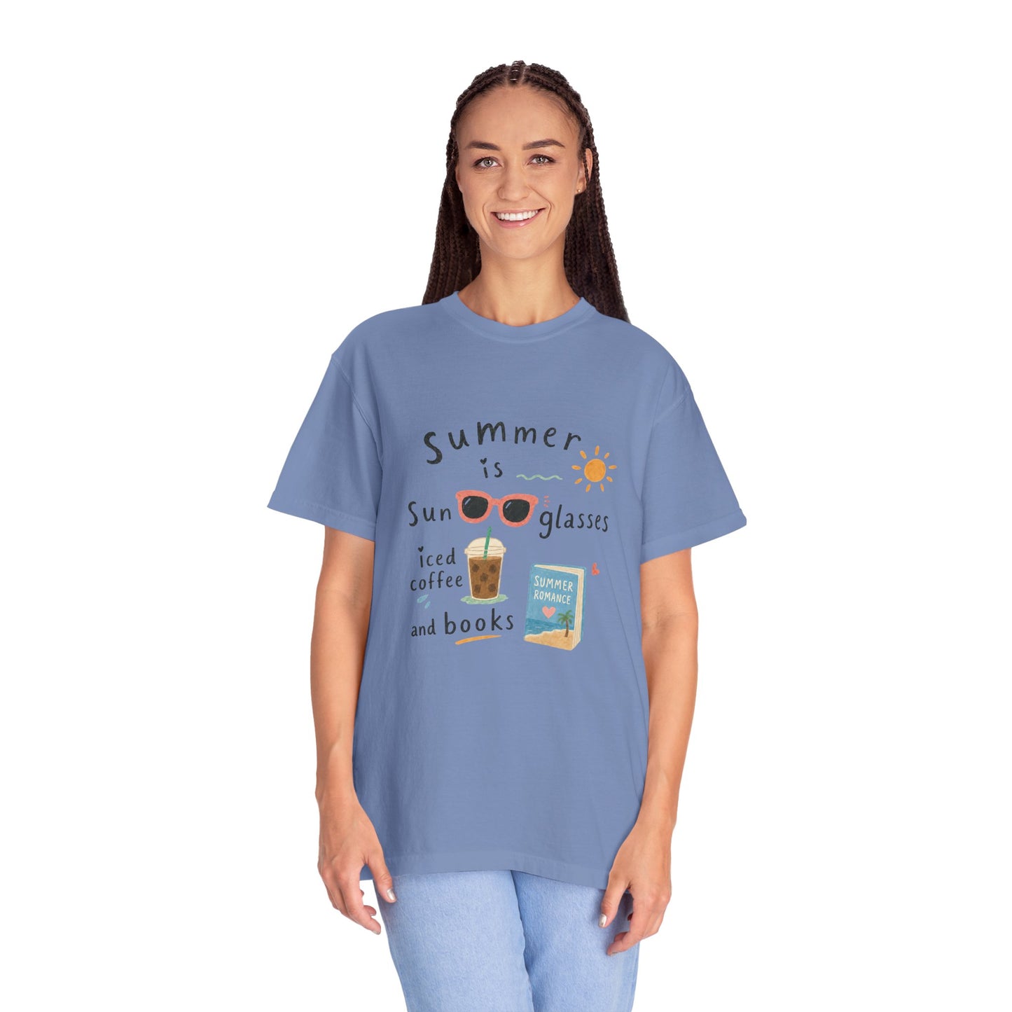 "Summer Is Sunglasses, Iced Coffee & Books" T-Shirt
