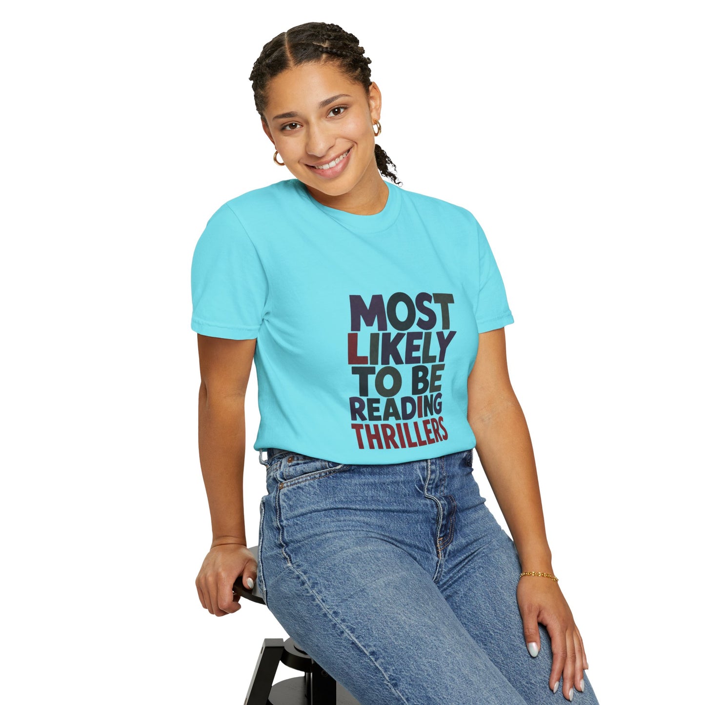 “Most Likely to Be Reading Thrillers” Graphic T-shirt