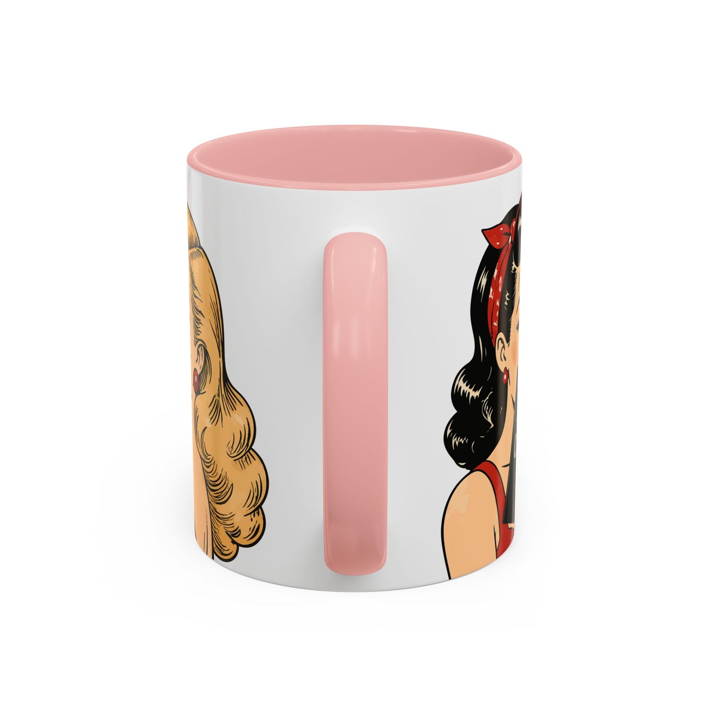 Retro Pin-Up Coffee Mug — Vintage Pop Art Woman with Heart Lollipop (11oz)
