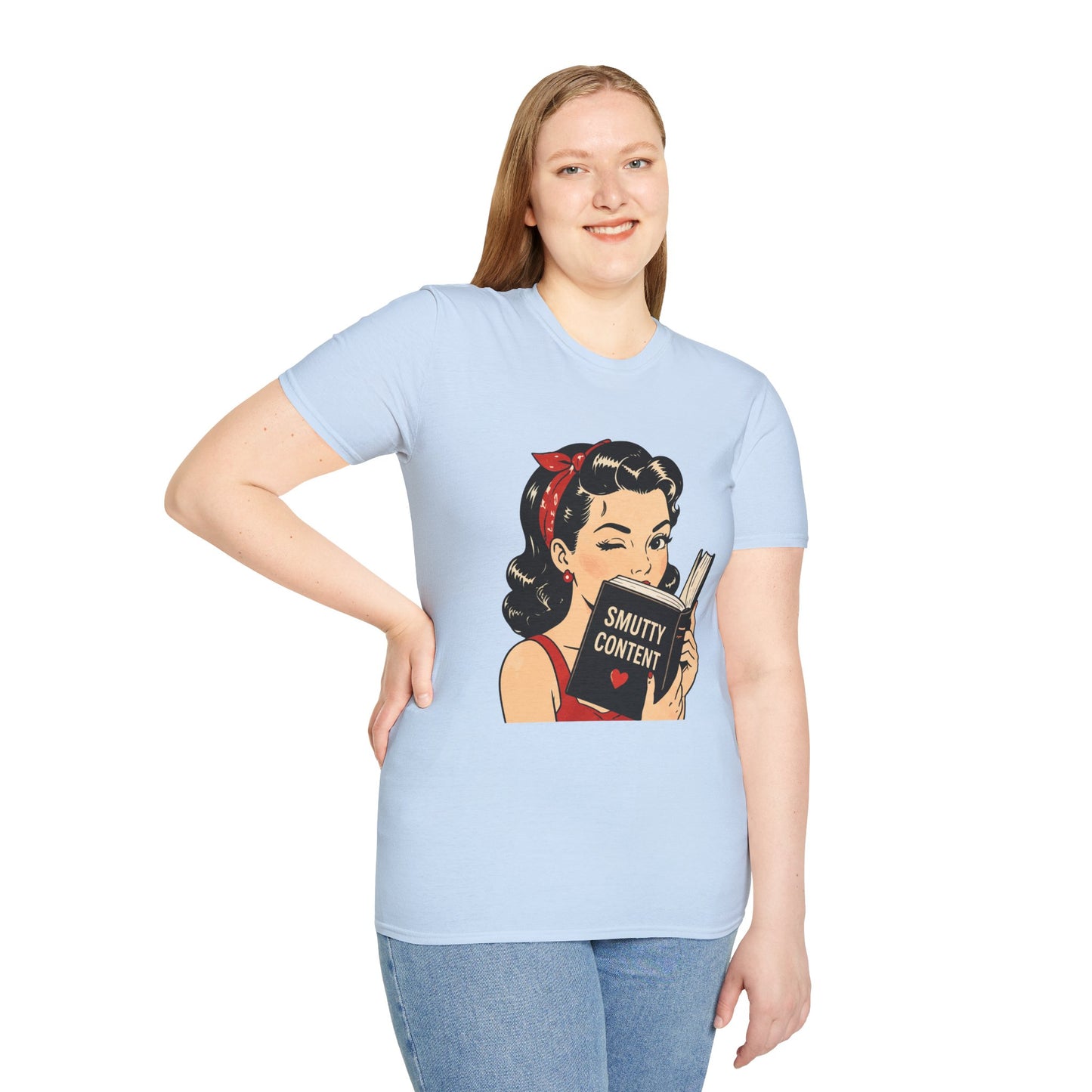 Lightweight Fabric - Vintage Pin-up Reading Tee — "Smutty Content" Graphic T-Shirt