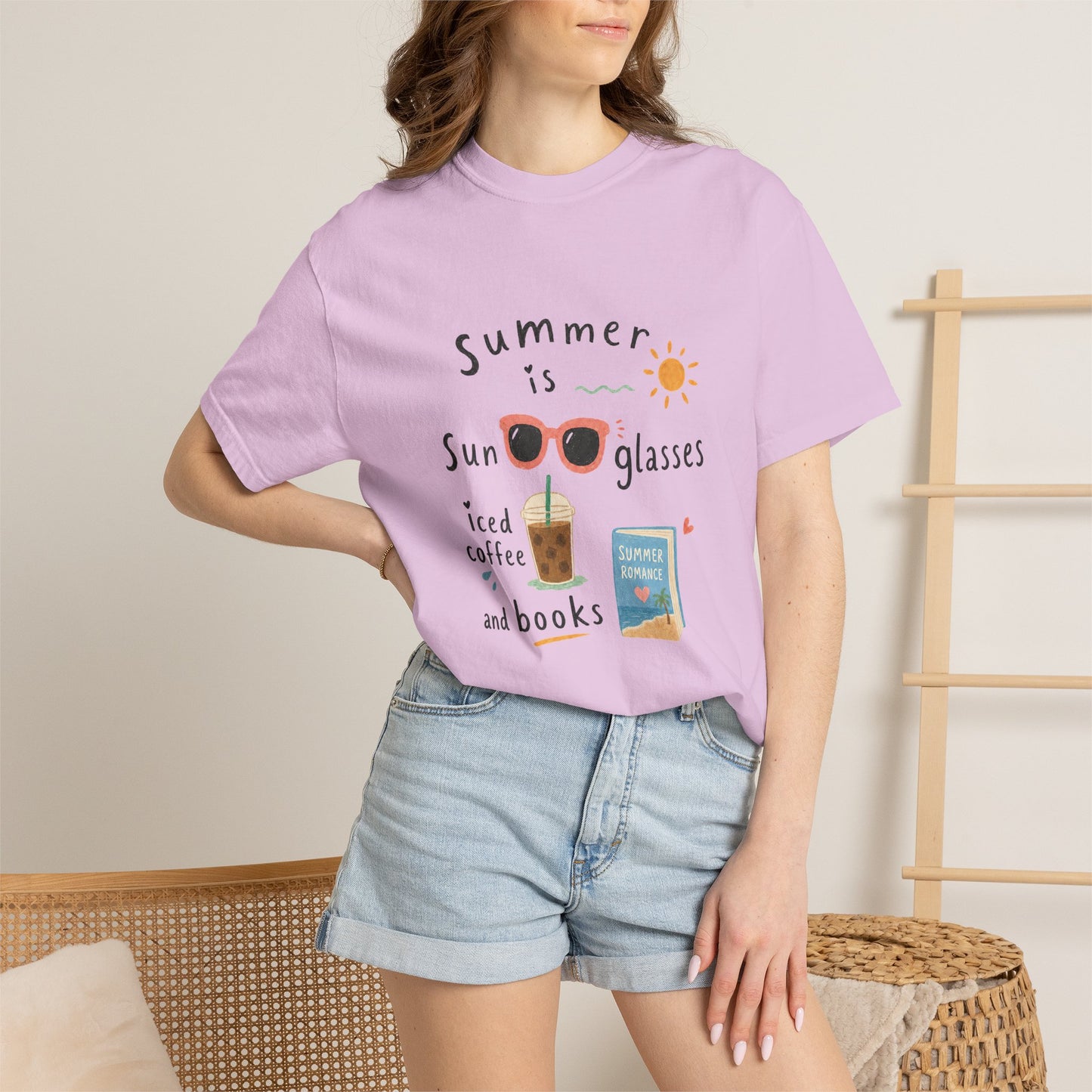 "Summer Is Sunglasses, Iced Coffee & Books" T-Shirt