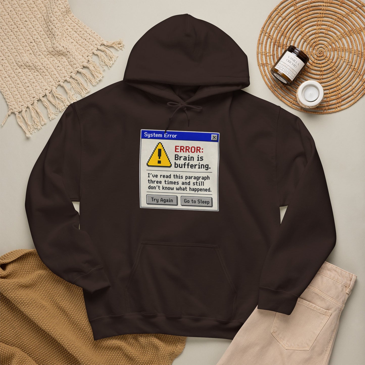 Neurospicy "ERROR: Brain is buffering" Retro Computer Alert Graphic Hoodie
