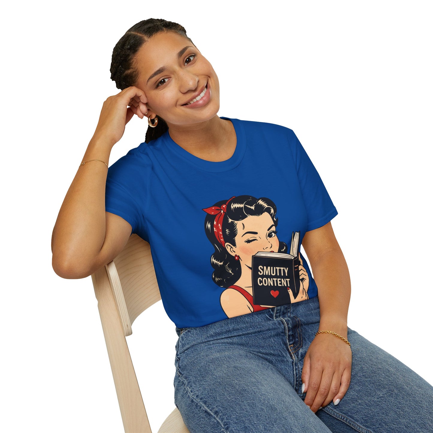 Lightweight Fabric - Vintage Pin-up Reading Tee — "Smutty Content" Graphic T-Shirt