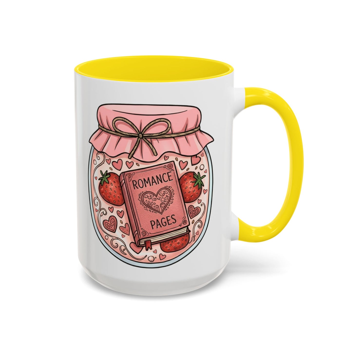 "Romance Pages" Jam Jar Coffee Mug — Cute Strawberry Jam Romance Readers Mug (11/15oz)