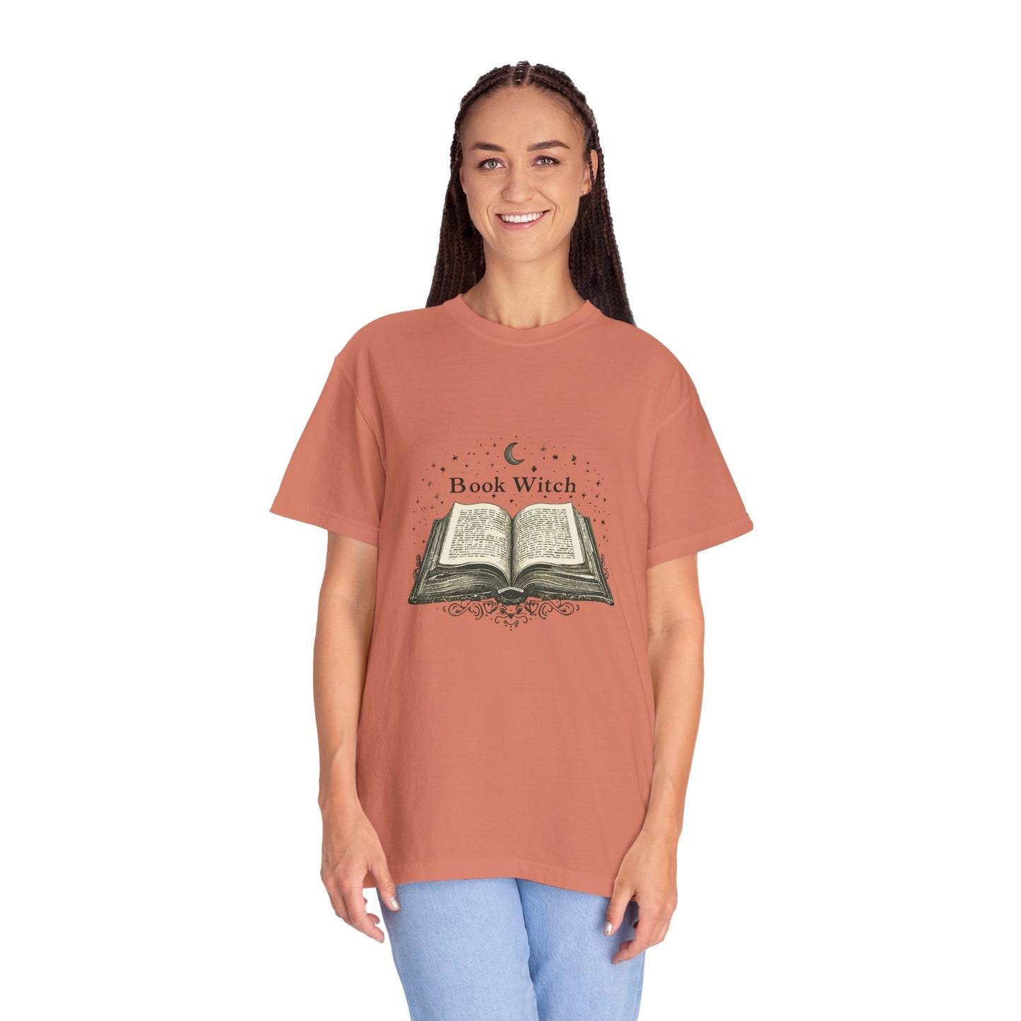"Book Witch" T-Shirt — Vintage Open Spellbook Design for Readers & Witches
