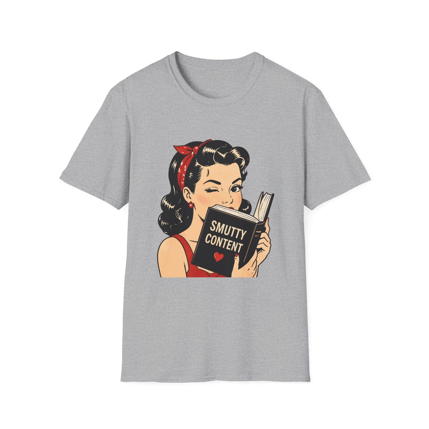 Lightweight Fabric - Vintage Pin-up Reading Tee — "Smutty Content" Graphic T-Shirt