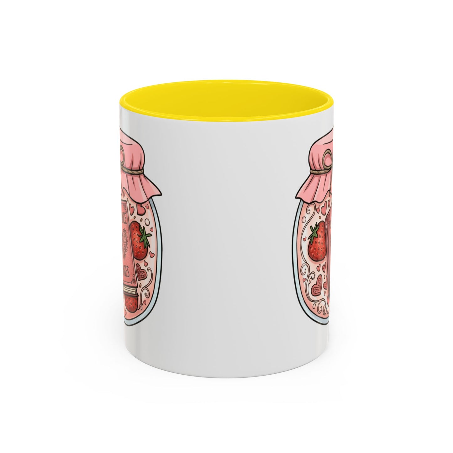 "Romance Pages" Jam Jar Coffee Mug — Cute Strawberry Jam Romance Readers Mug (11/15oz)