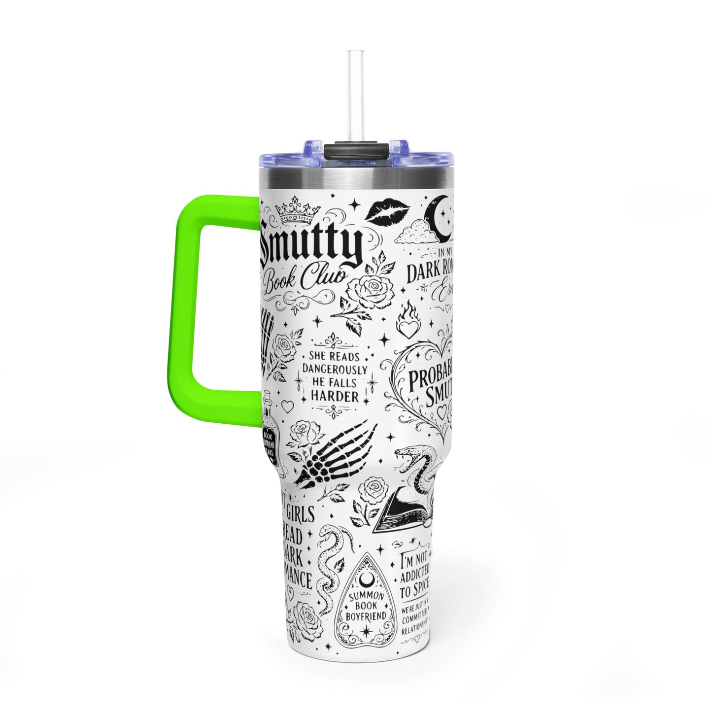 40oz Tumbler — "In My Dark Romance Era (Probably Smut)" Graphic Vacuum Travel Mug