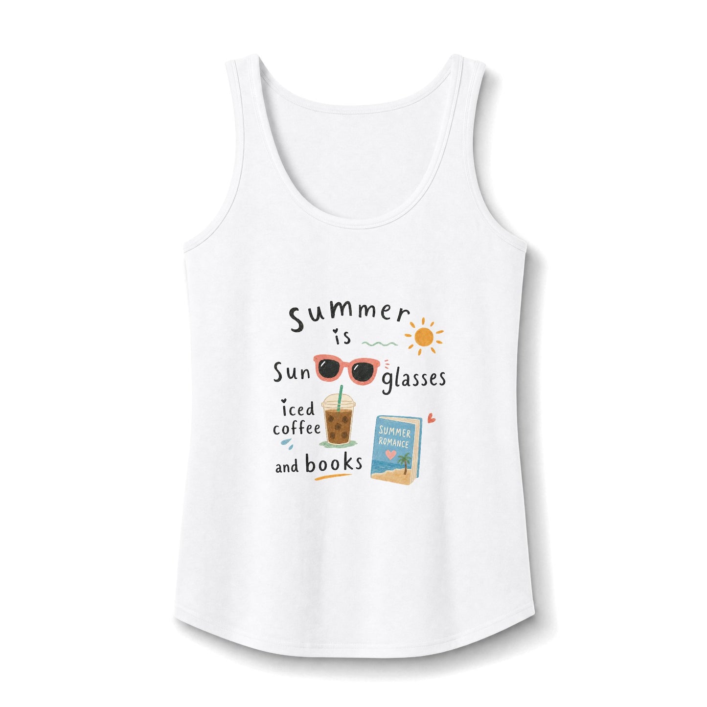 "Summer Is Sunglasses Iced Coffee & Books" Tank Top
