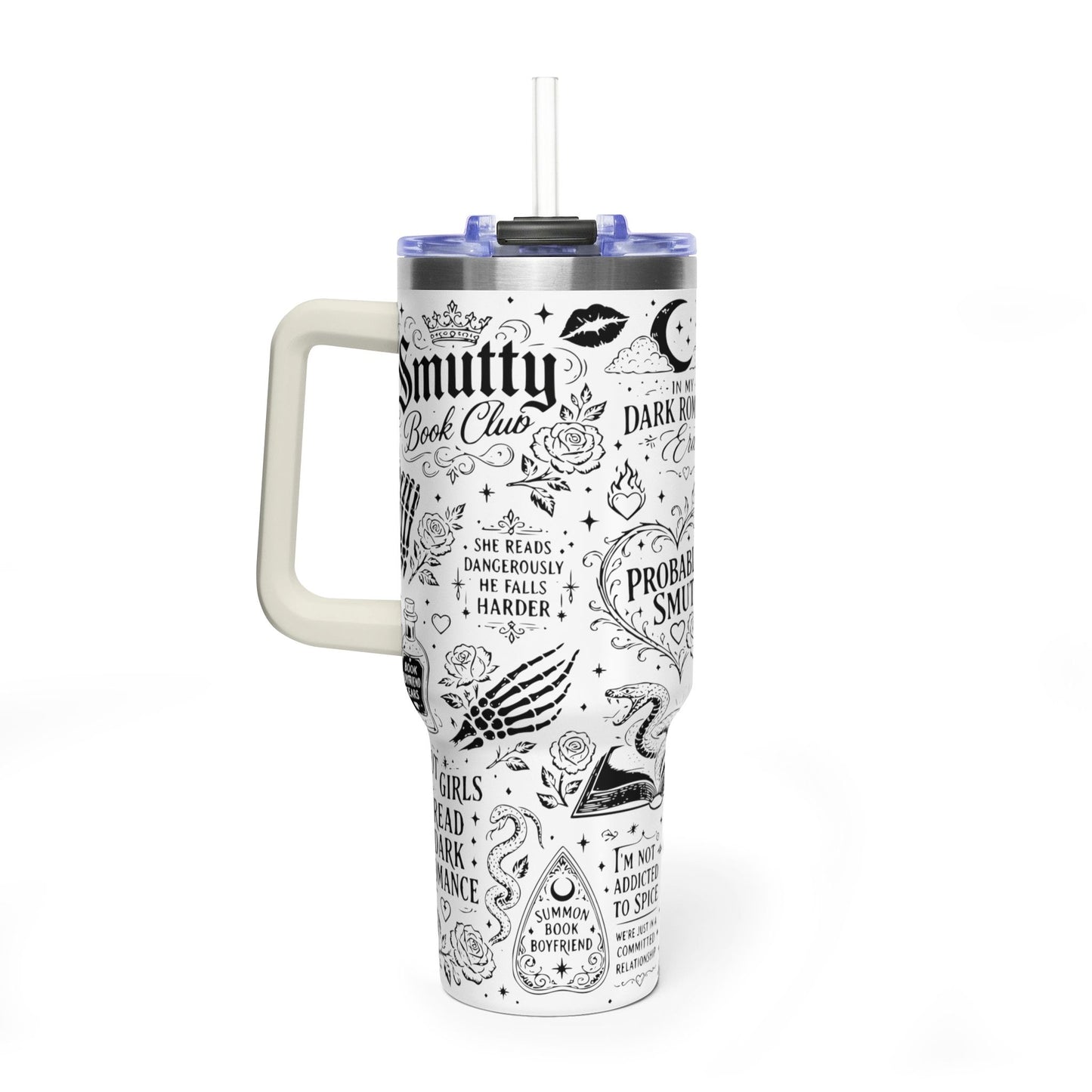 40oz Tumbler — "In My Dark Romance Era (Probably Smut)" Graphic Vacuum Travel Mug