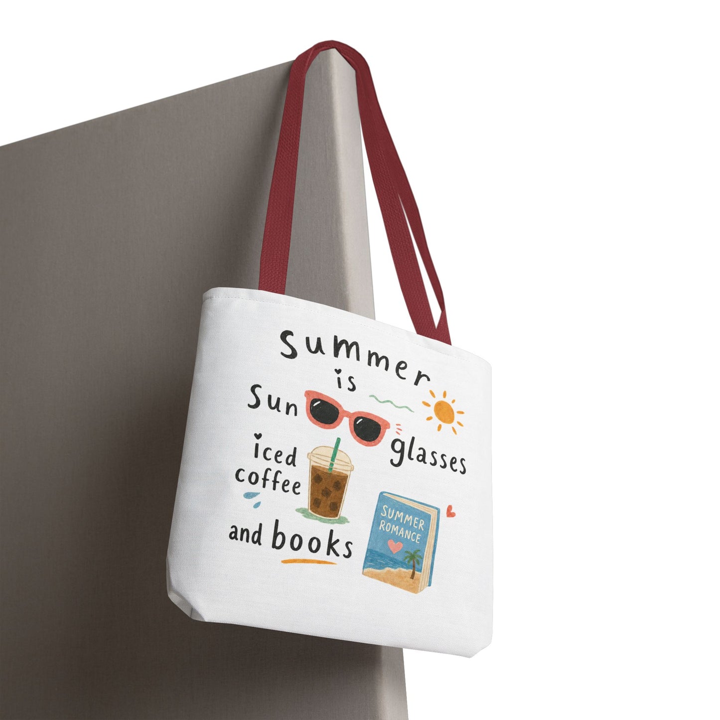 Summer Tote Bag — “Summer is Sunglasses, Iced Coffee and Books” Beach Book Bag