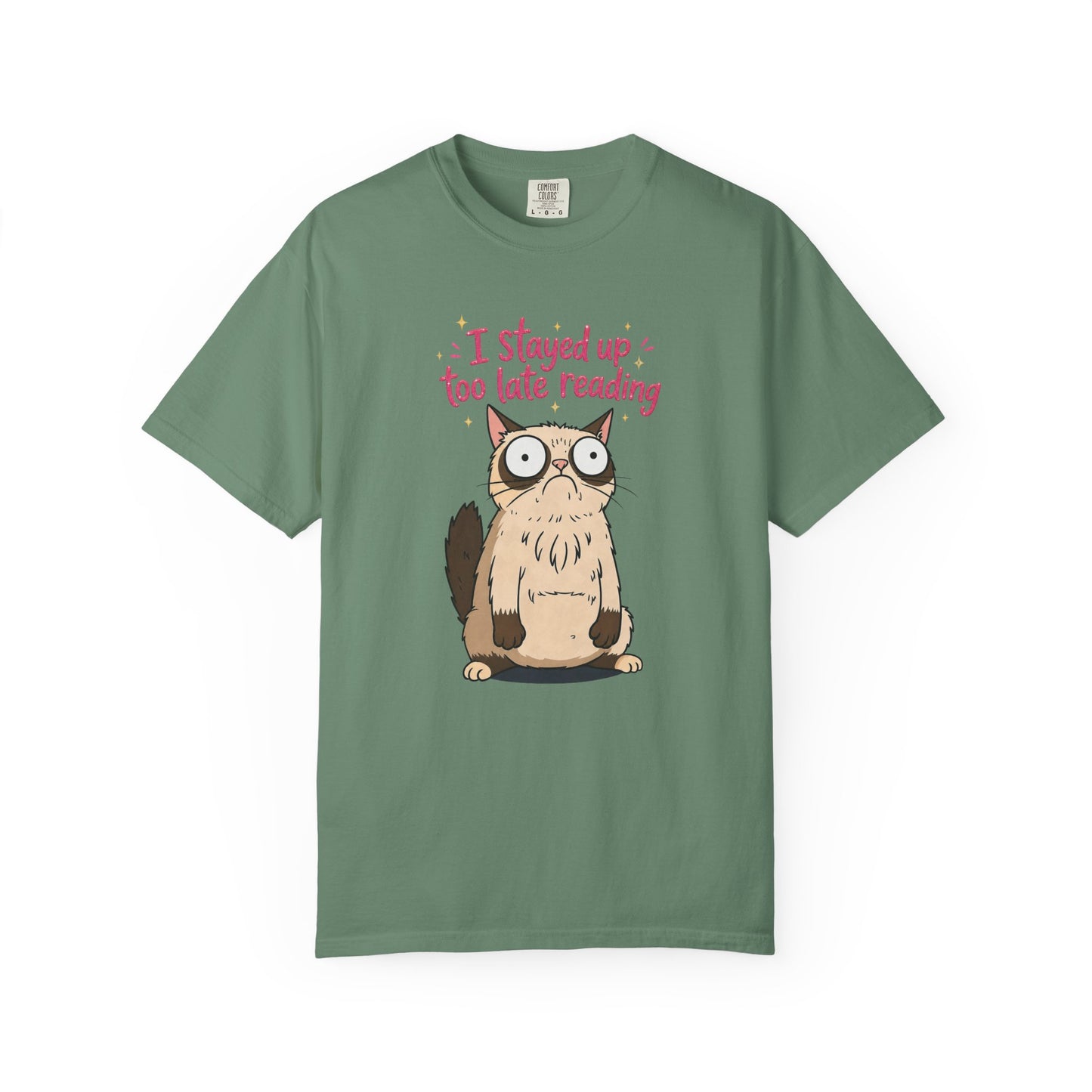 "I Stayed Up Too Late Reading" Cat T-Shirt — Cute Book Lover Graphic Tee