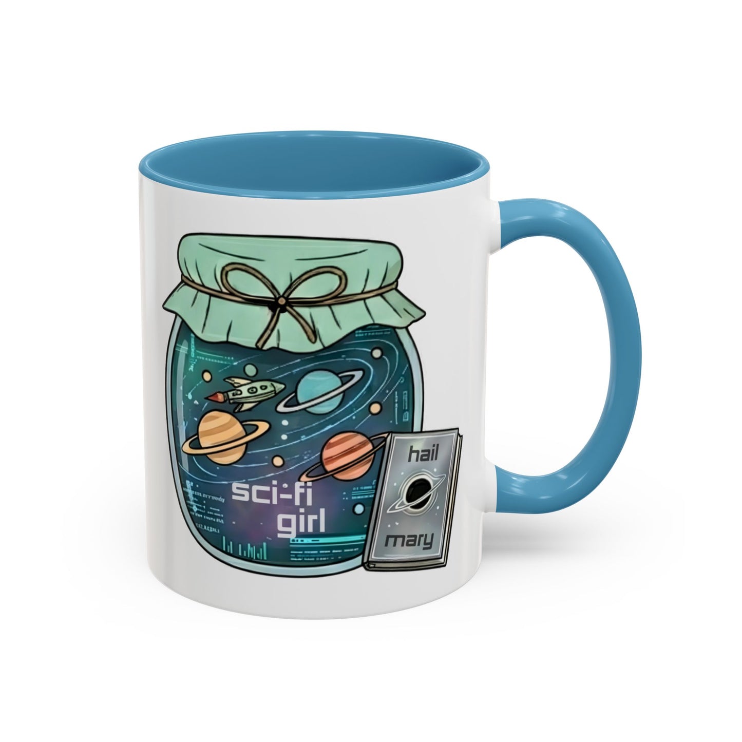 "Sci‑Fi Girl" JamJar Mug — Space Planets Accent Coffee Cup (11/15oz)