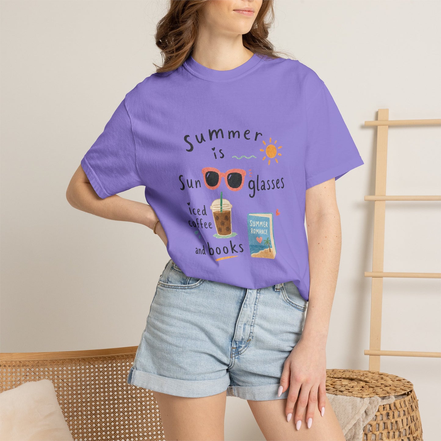 "Summer Is Sunglasses, Iced Coffee & Books" T-Shirt