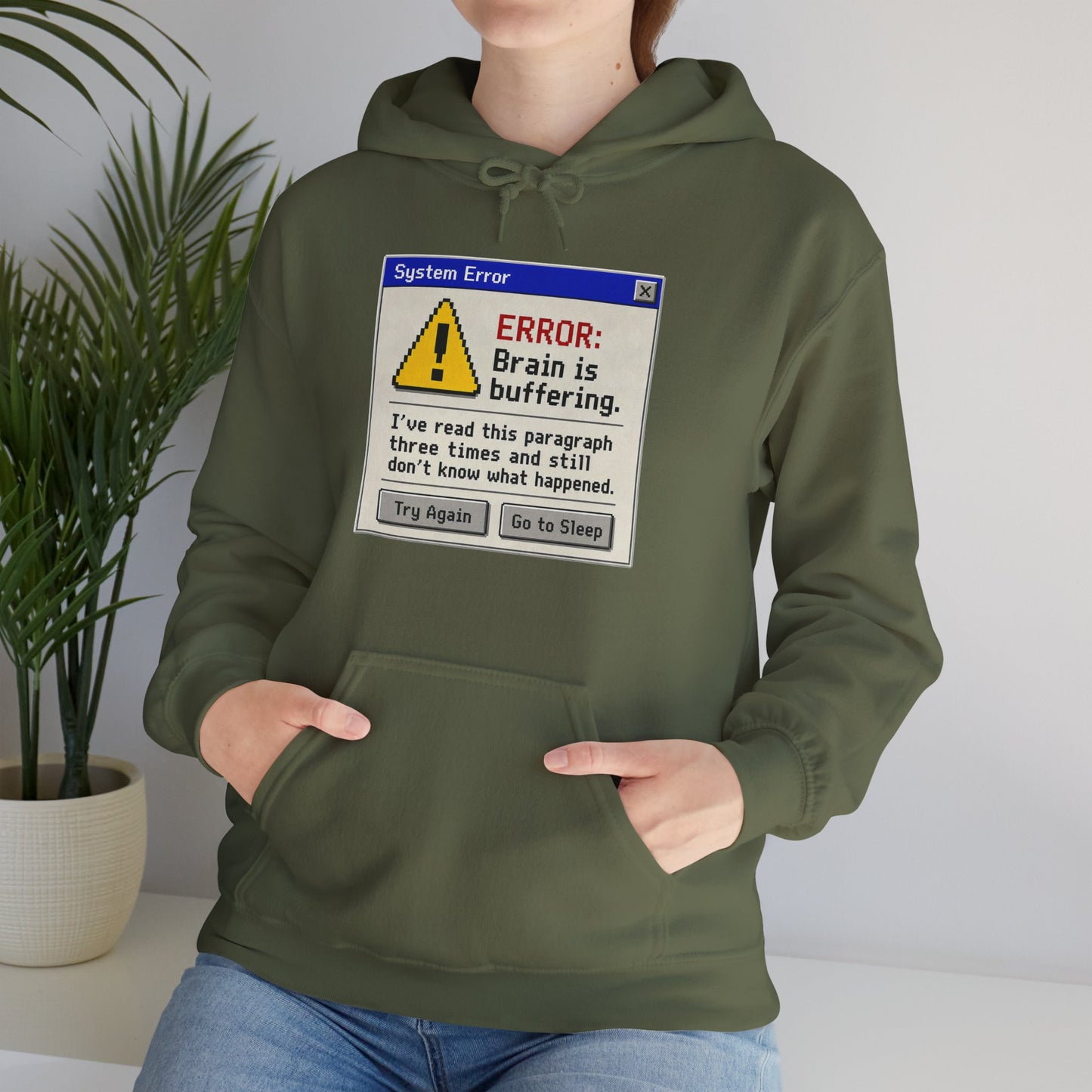 Neurospicy "ERROR: Brain is buffering" Retro Computer Alert Graphic Hoodie