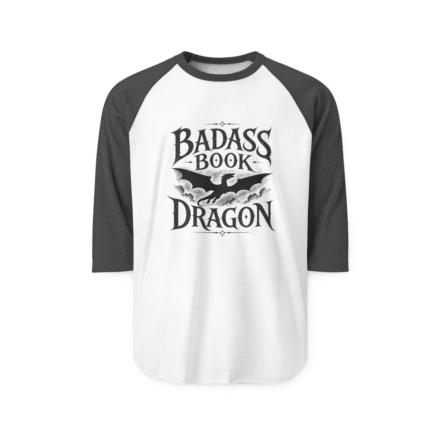"Badass Book Dragon" Raglan Shirt — 3/4 Sleeve Reading Tee