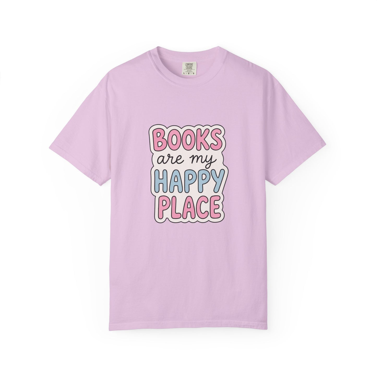 "Books Are My Happy Place" T-Shirt — Cute Pastel Reader Tee