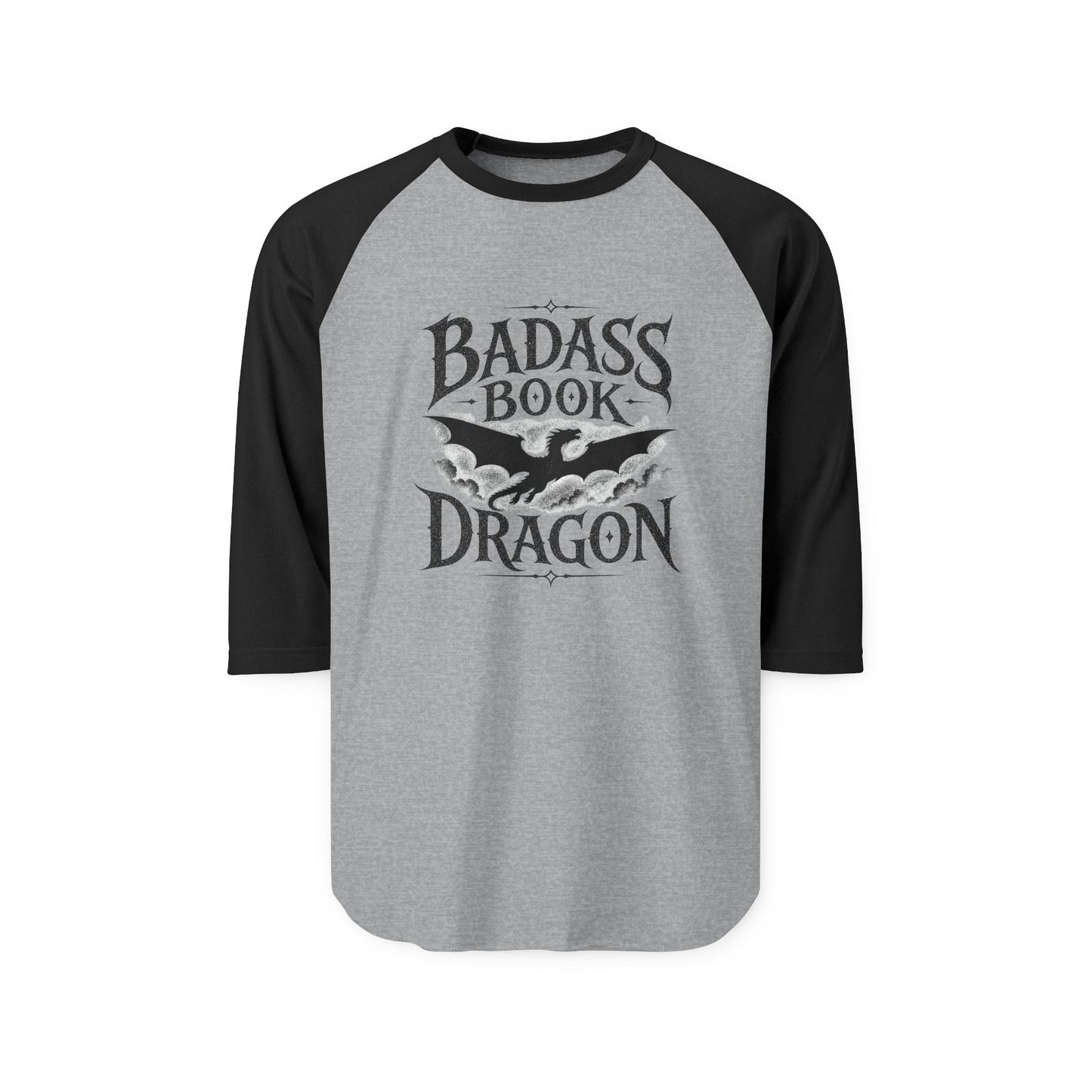 "Badass Book Dragon" Raglan Shirt — 3/4 Sleeve Reading Tee