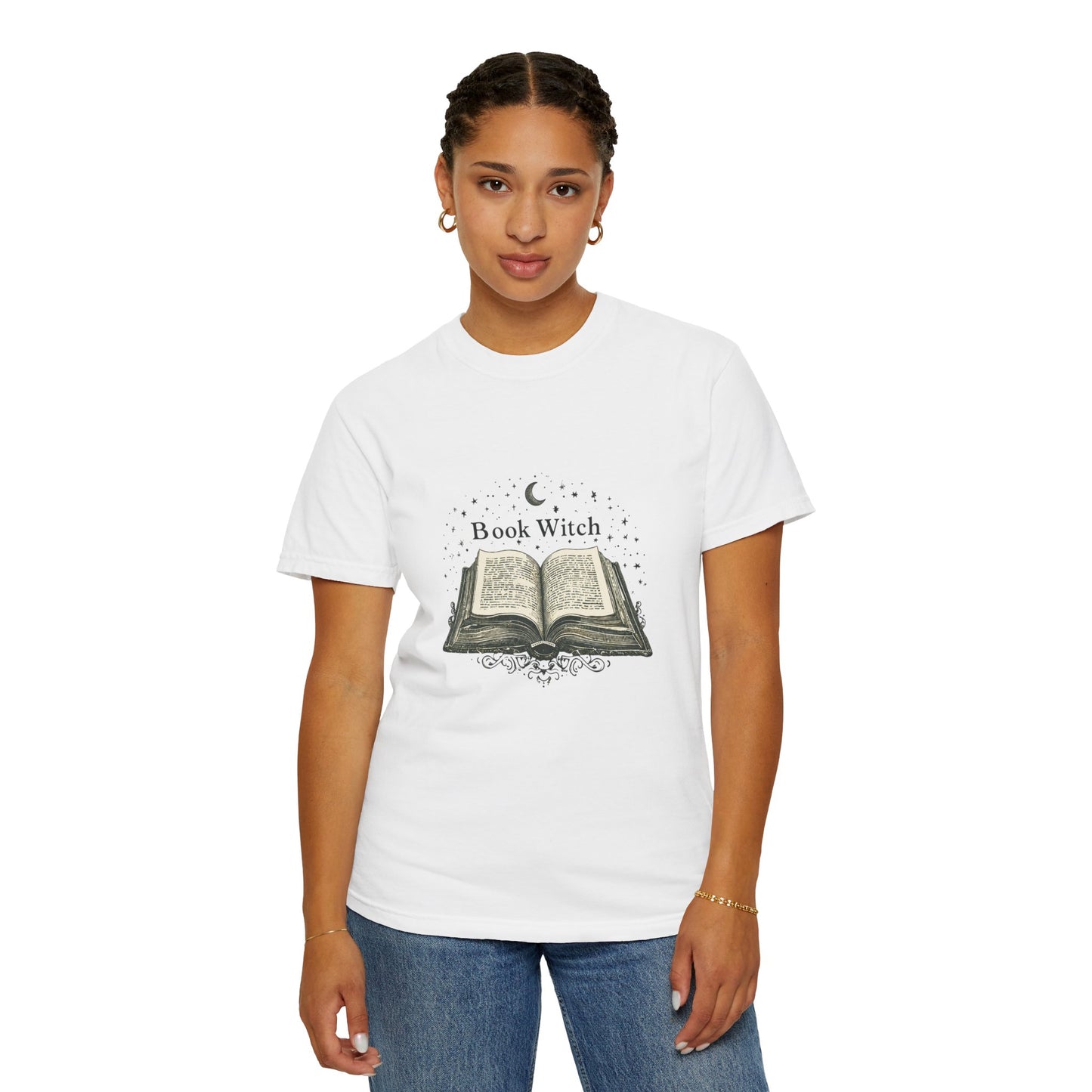 "Book Witch" T-Shirt — Vintage Open Spellbook Design for Readers & Witches