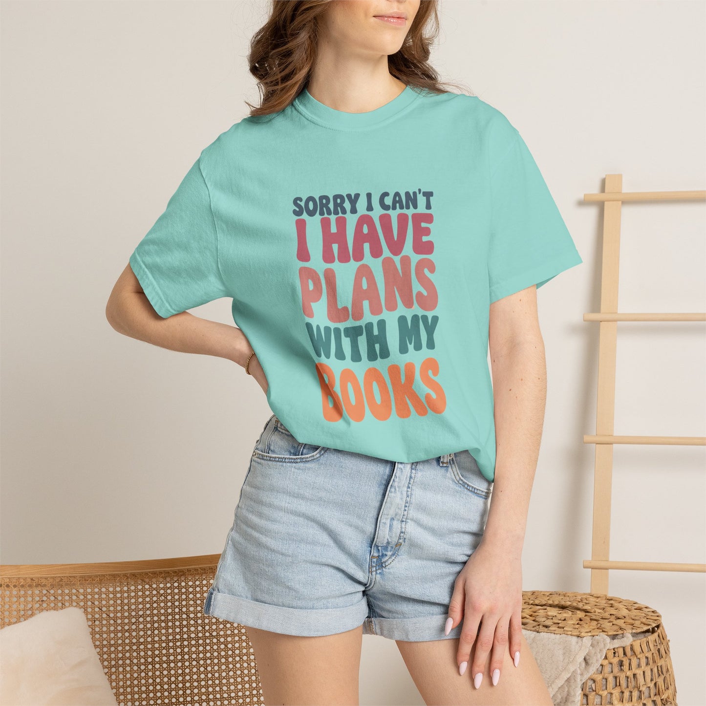 Book Lover T-Shirt — "Sorry I Can't, I Have Plans With My Books" Graphic Tee