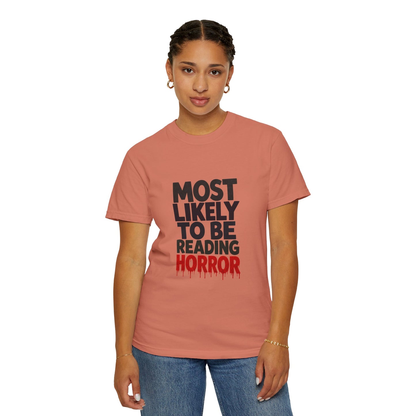 Horror Reader T-Shirt — "Most Likely to Be Reading Horror" Graphic Tee