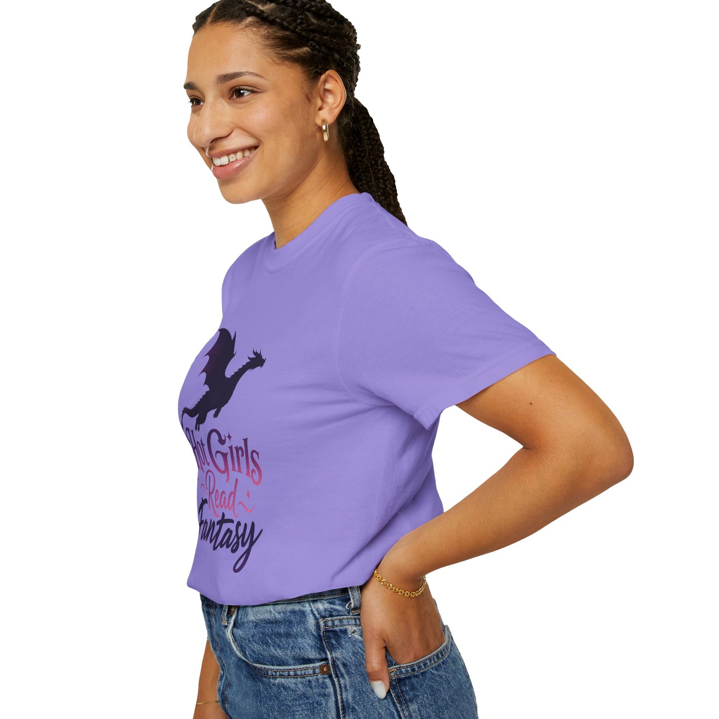 Fantasy Reader T‑Shirt — "Hot Girls Read Fantasy" Dragon Graphic