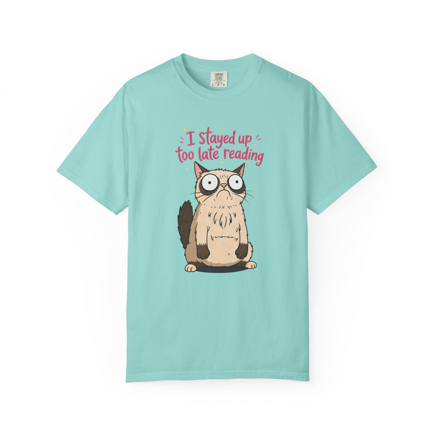 "I Stayed Up Too Late Reading" Cat T-Shirt — Cute Book Lover Graphic Tee