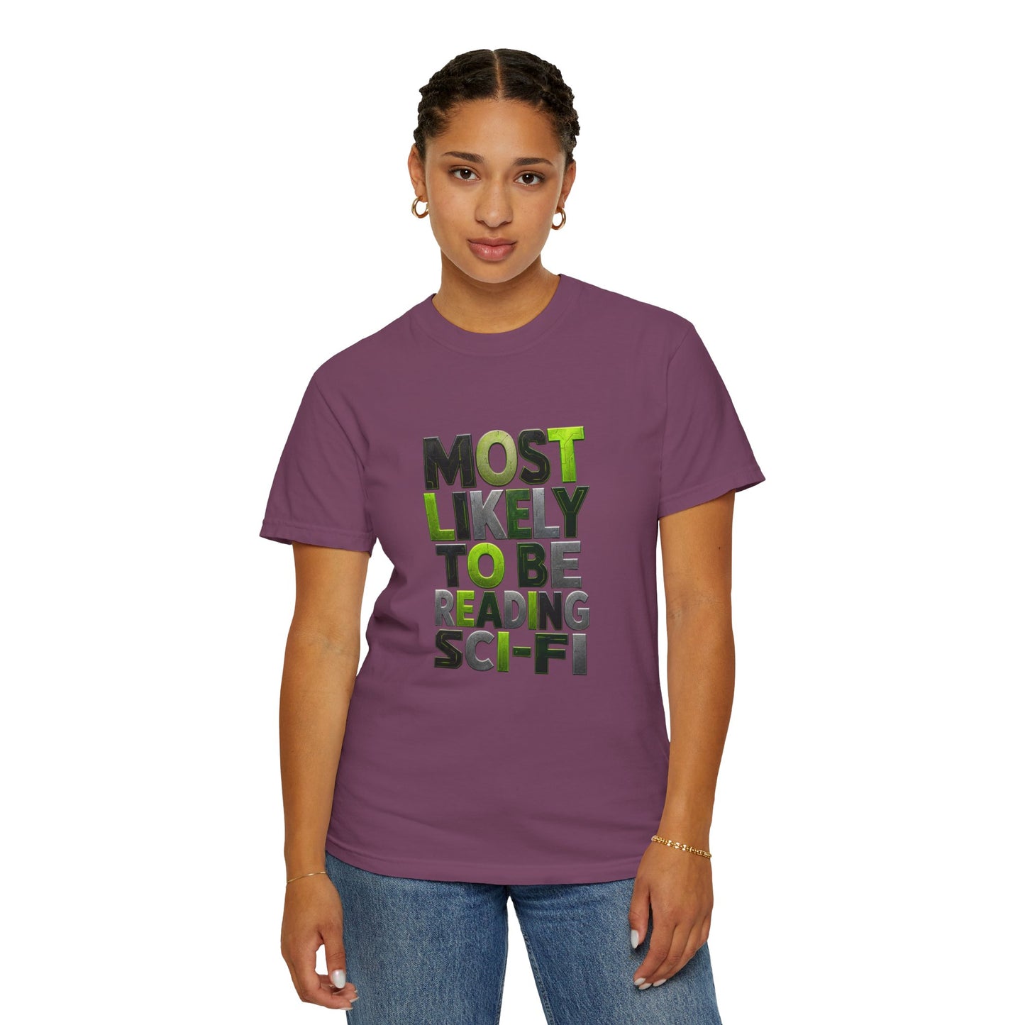 "Most Likely To Be Reading Sci‑Fi" T-Shirt for Science Fiction Book Lovers