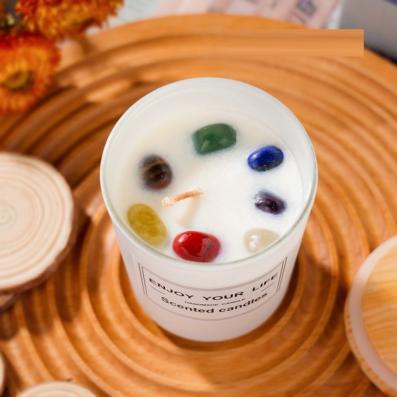 Bougie d'aromathérapie en cire de soja et cristal naturel