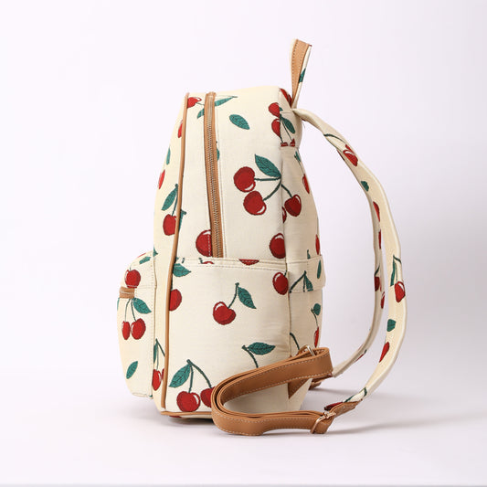 Signare London - Cherry Big Rucksack in Cream Backdrop