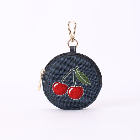 Signare London - Cherry Bubble Zip Charm on Blue Backdrop