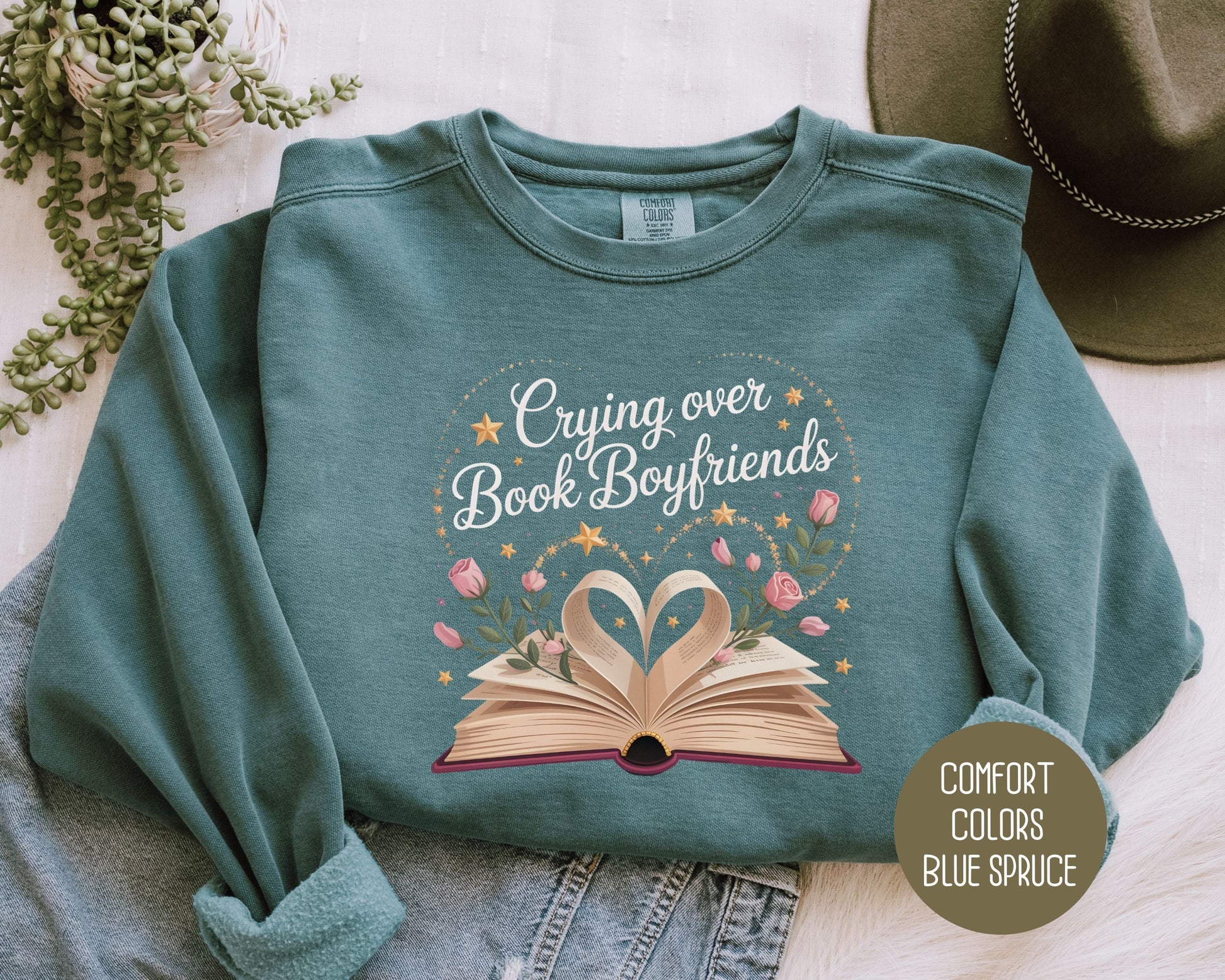Crying Over Book Boyfriends Comfort Colors Sweatshirt-2