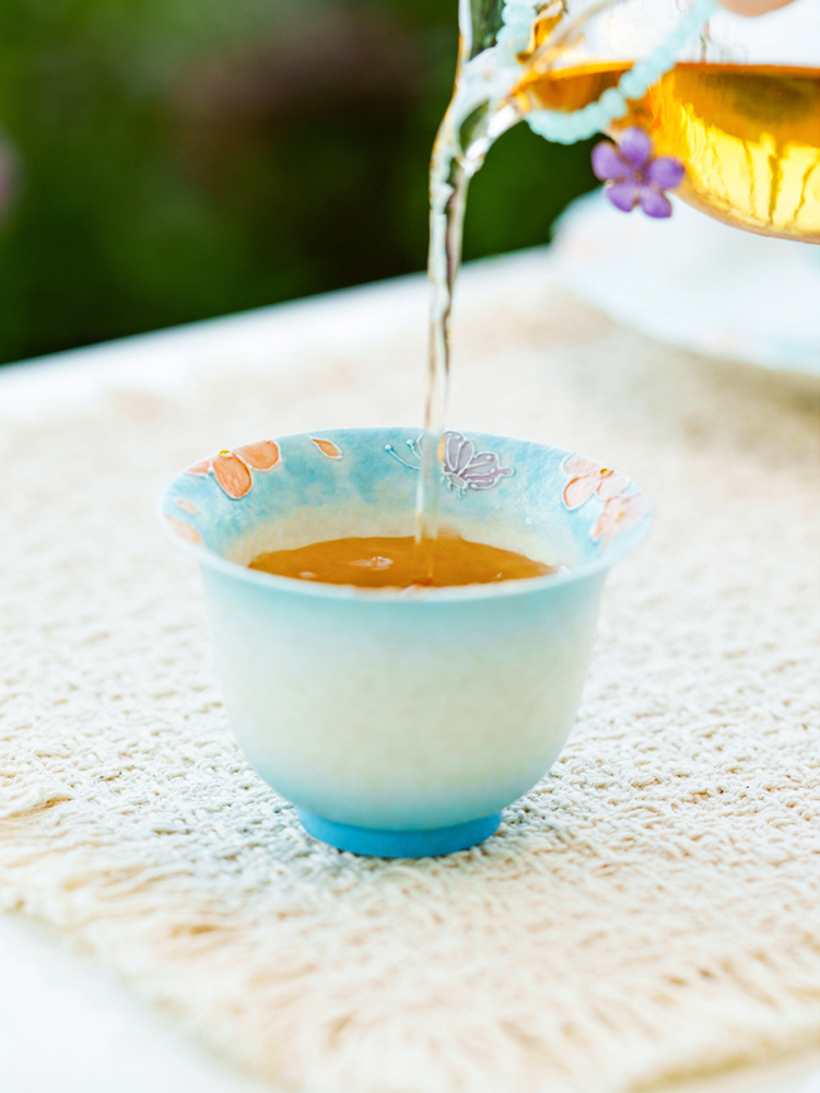 Hand-Painted Flared Rim Tea Cup – 70ml Reverse-Lip Ceramic Tasting Cup with Gift Box-4