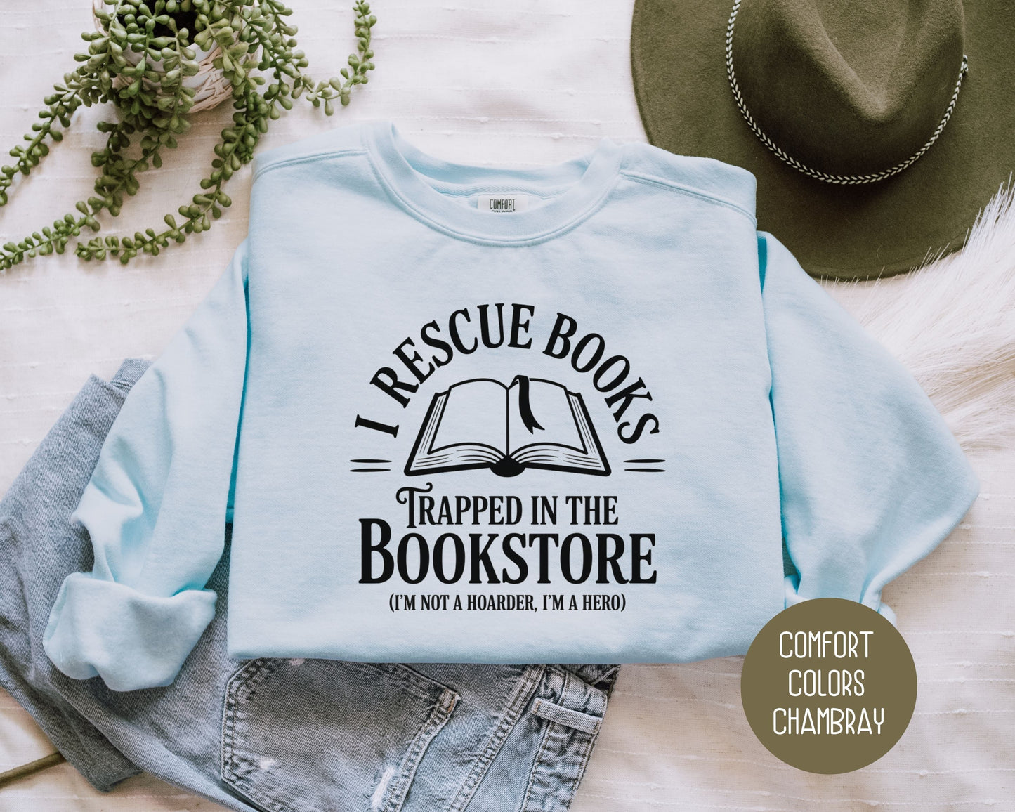 Sweat-shirt "I Rescue Books" de Comfort Colors