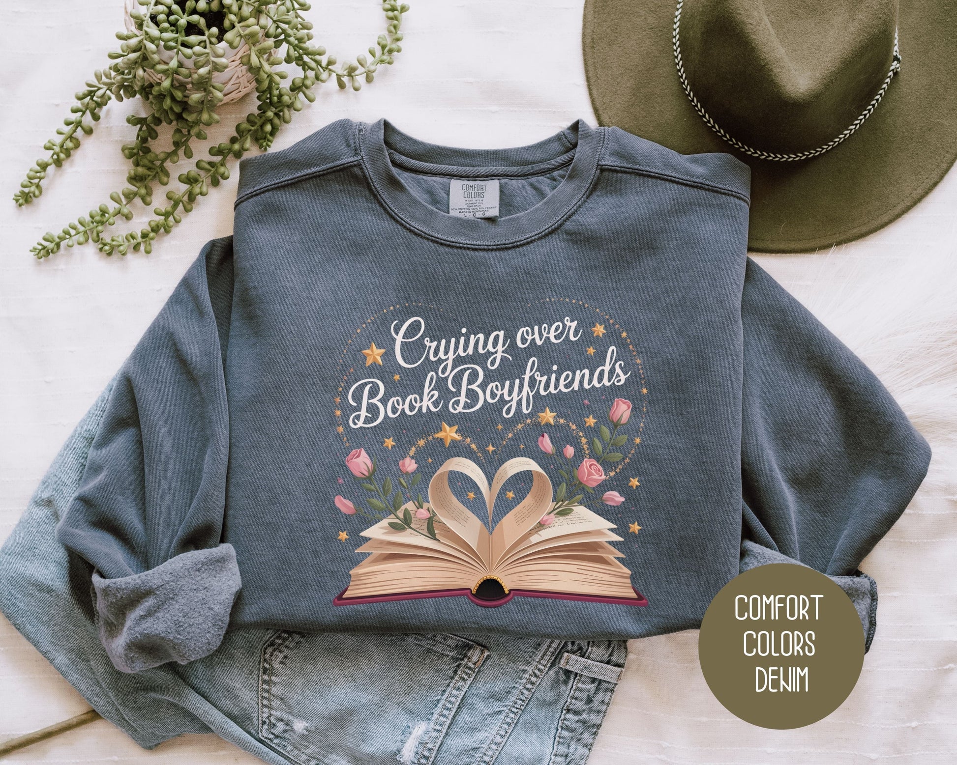 Crying Over Book Boyfriends Comfort Colors Sweatshirt-0