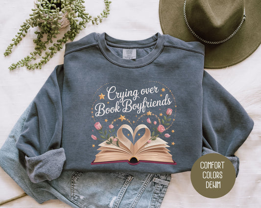 Crying Over Book Boyfriends Comfort Colors Sweatshirt-0